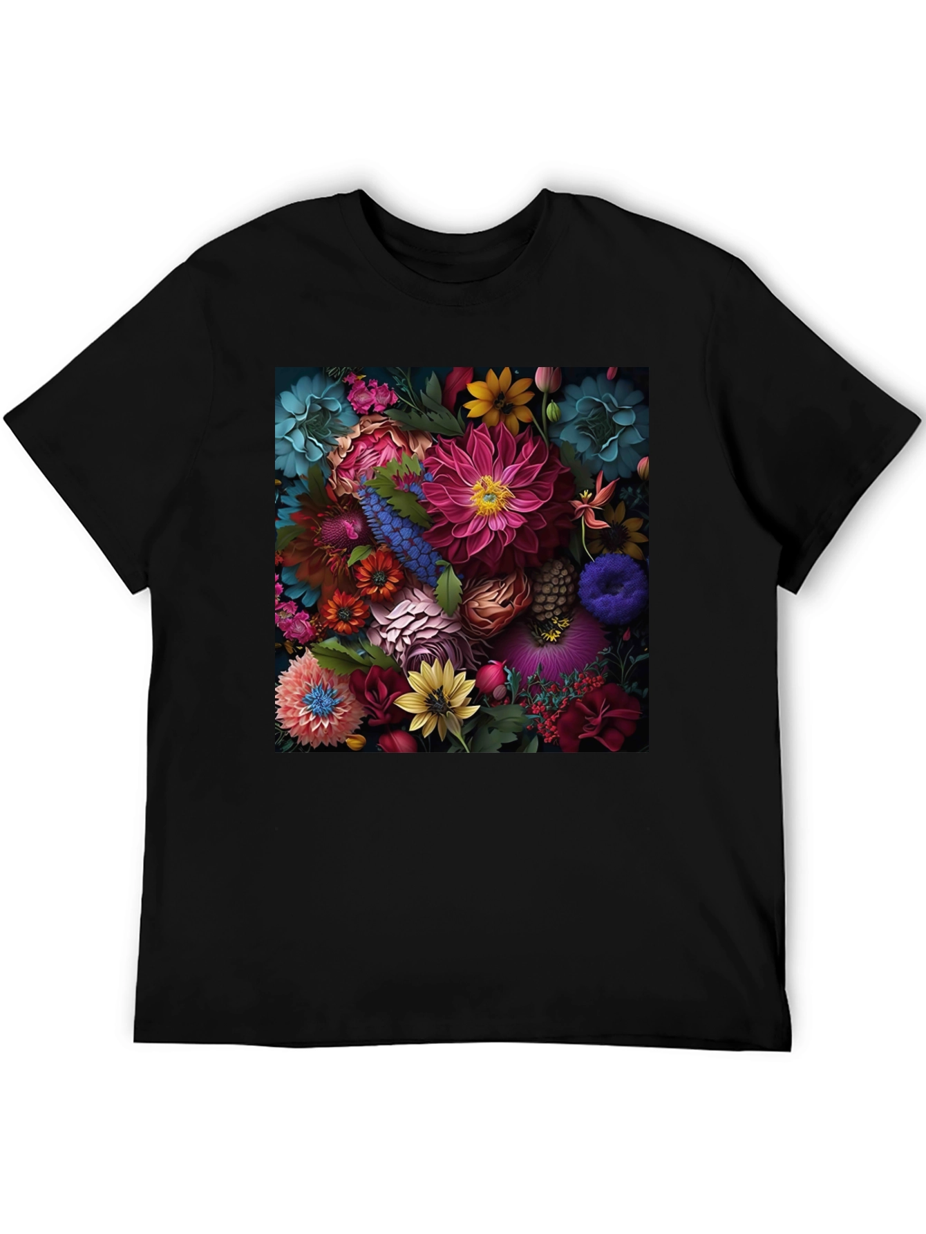 Black Floral Print Black T-Shirt view 5