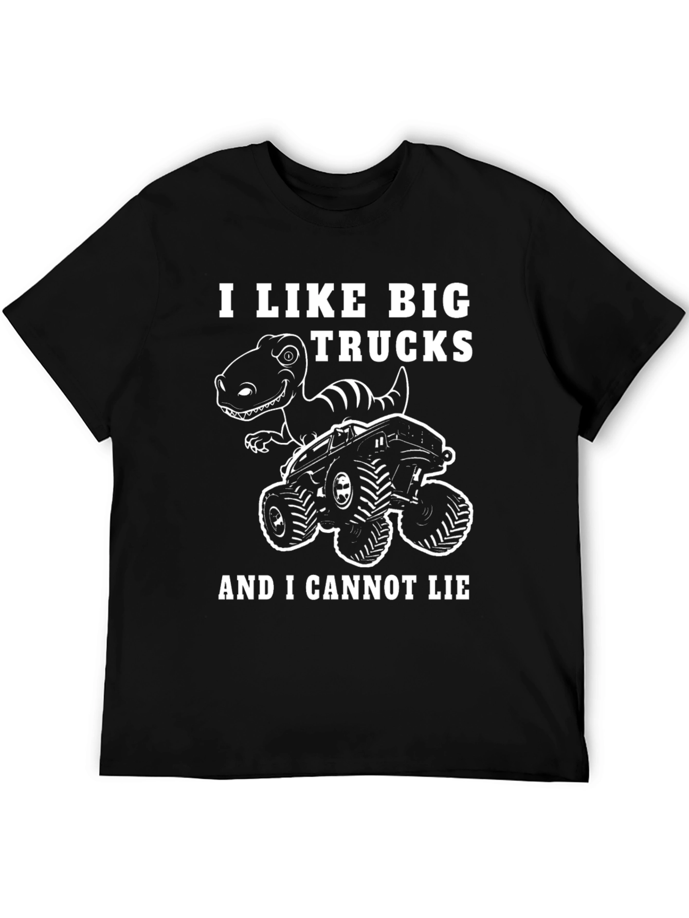 Black I Like Big Trucks Dinosaur Graphic T-Shirt view 5