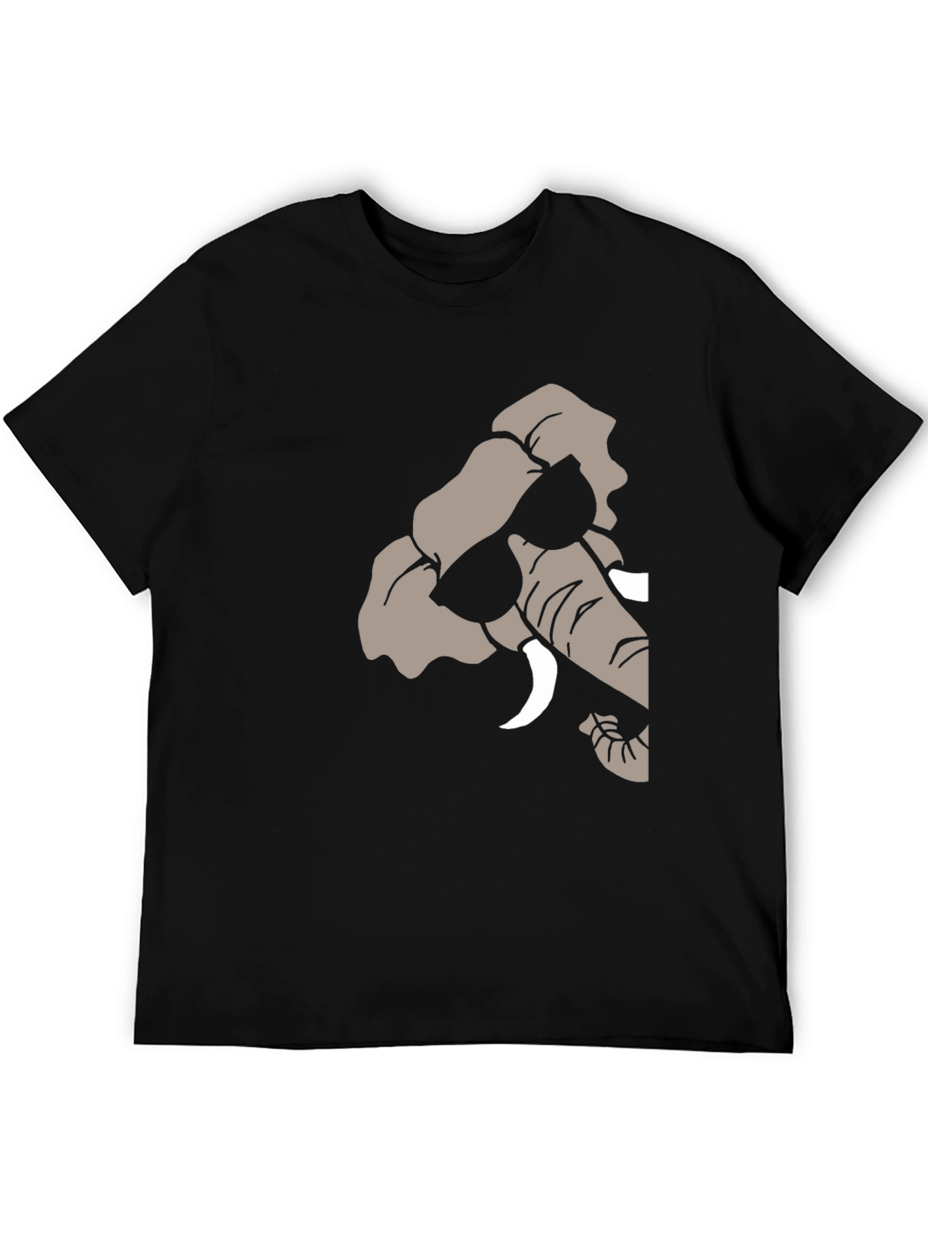 Black Cool Elephant Graphic Tee - Stylish Black T-Shirt view 5