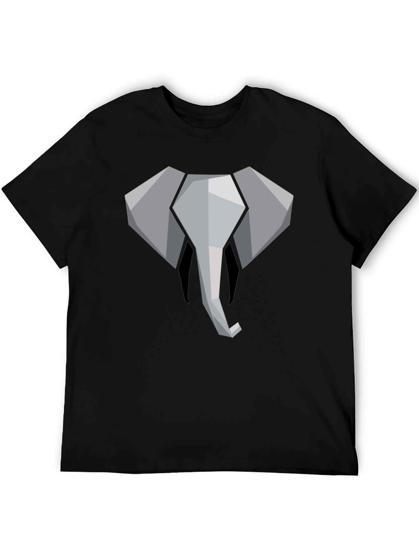 Black Geometric Elephant Graphic Tee - Black Cotton Shirt view 5