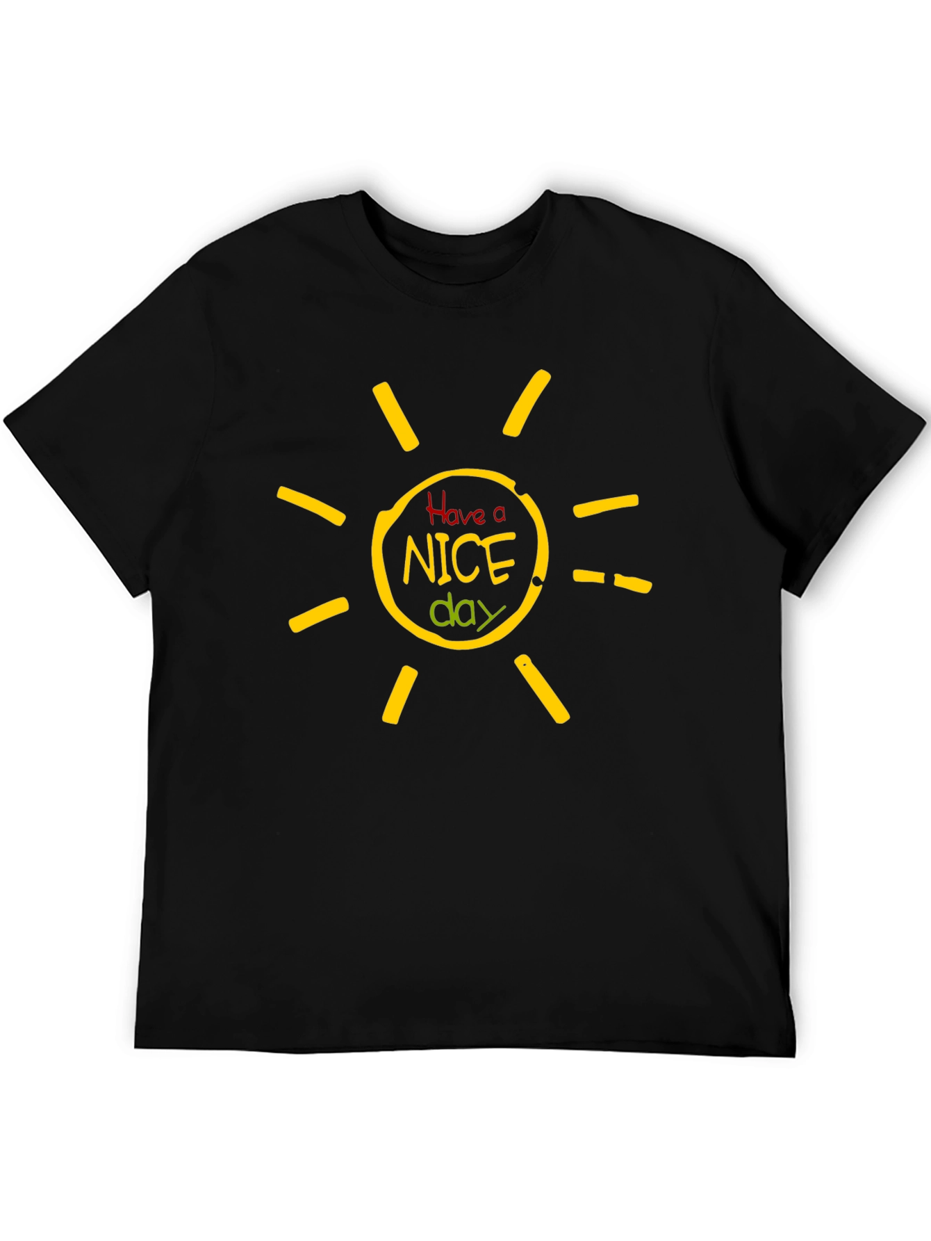 Black Have A Nice Day Graphic Tee - Unisex Black Cotton T-Shirt view 5