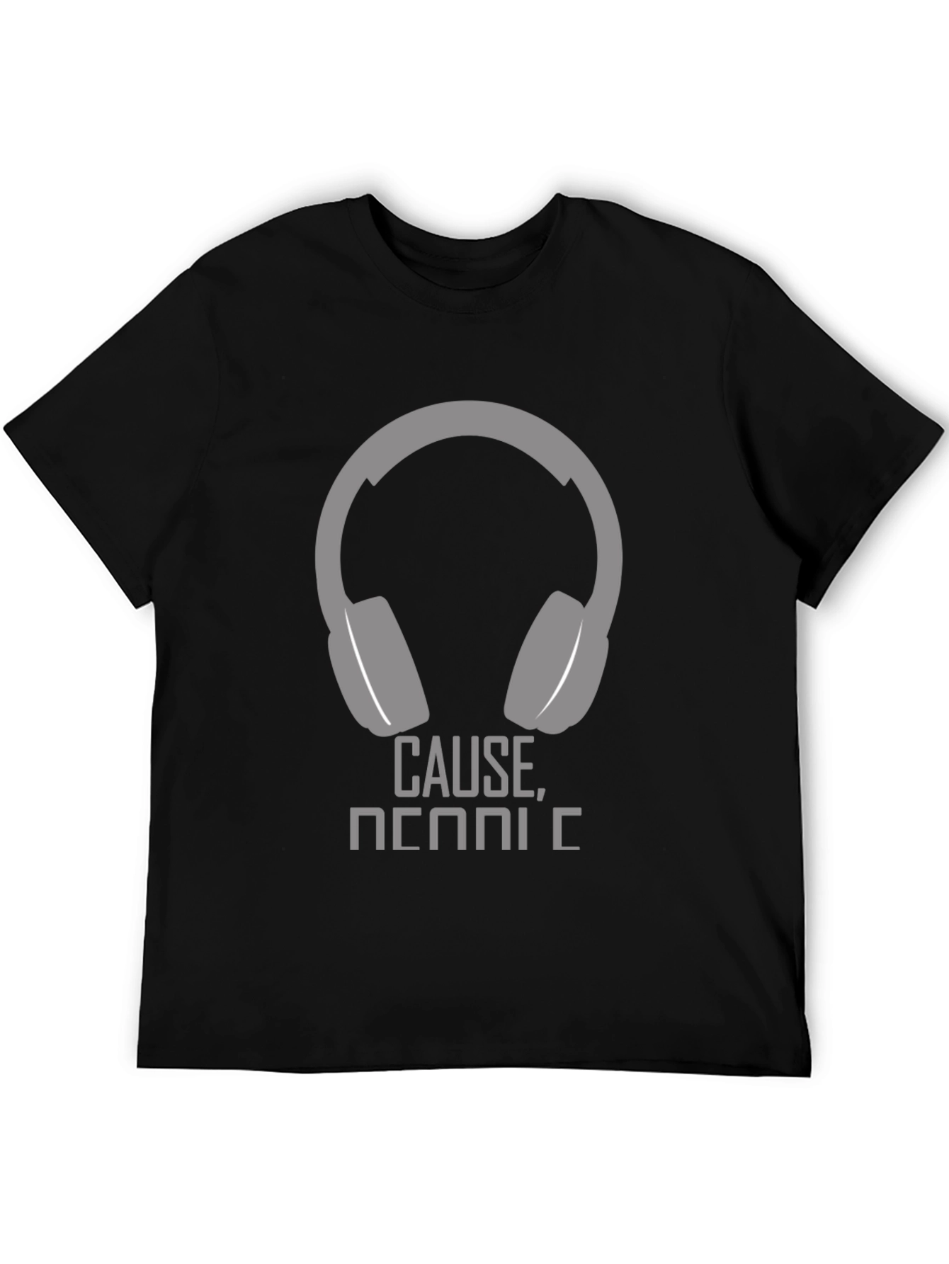 Black Headphone Graphic T-Shirt - Cause Music! view 5