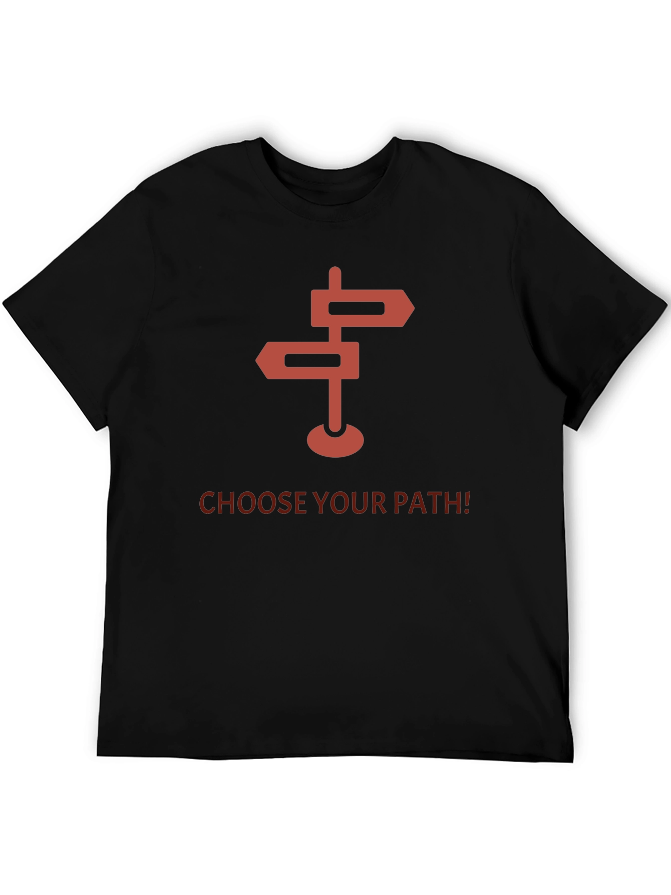 Black Choose Your Path Graphic Tee - Direction Sign Design view 5