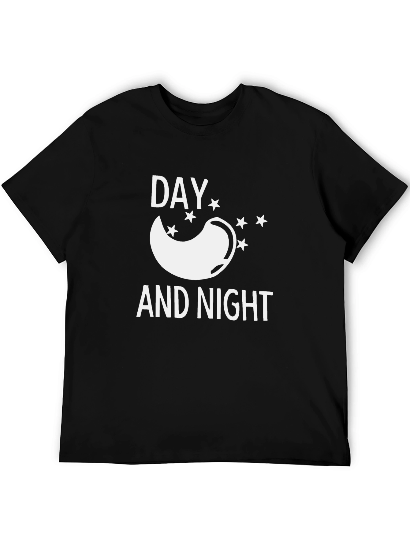 Black Day and Night Graphic Tee - Black Cotton T-Shirt view 5