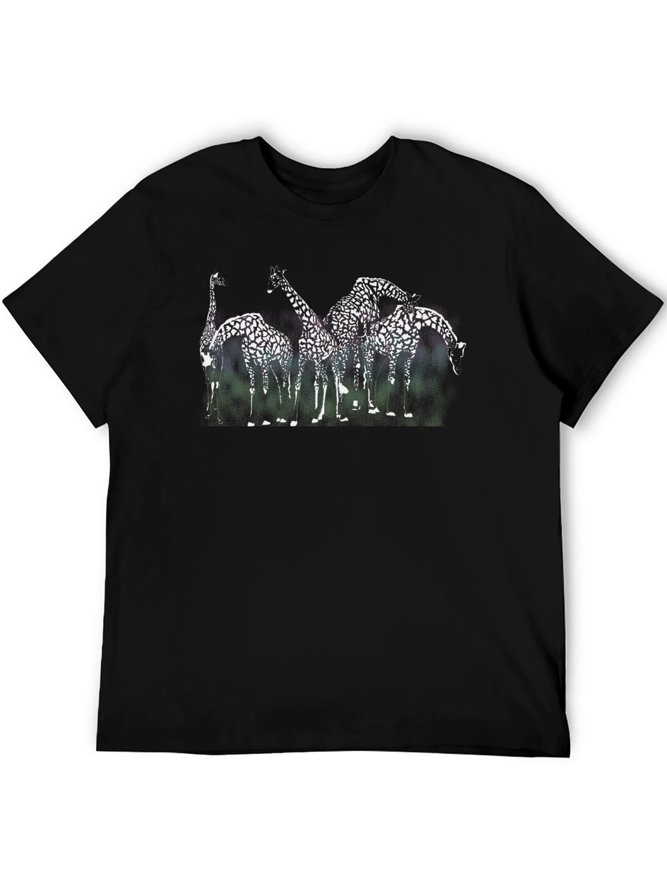 Black Giraffe Graphic Black Crew Neck T-Shirt view 5