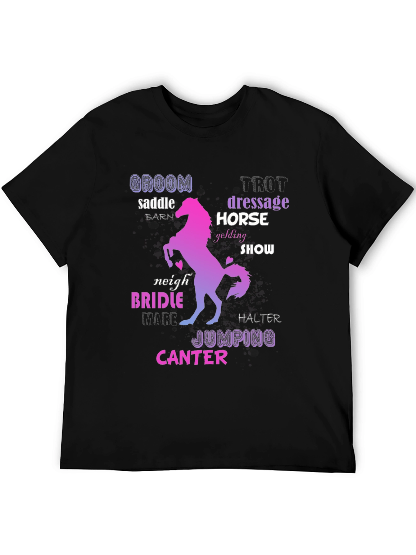 Black Equestrian Word Art T-Shirt view 5