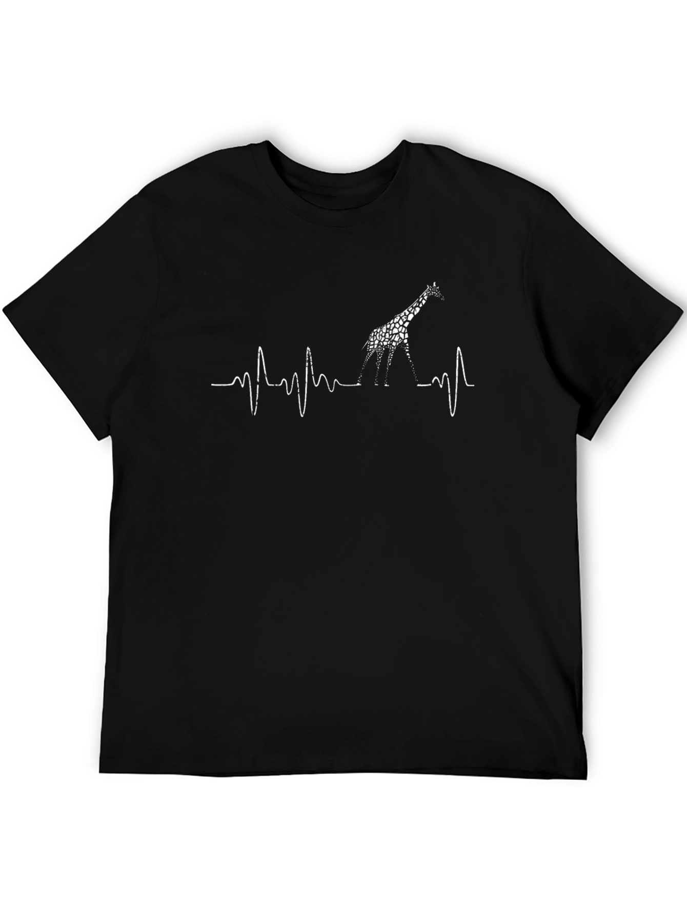 Giraffe Heartbeat Graphic Tee - Men's Black T-Shirt - 5