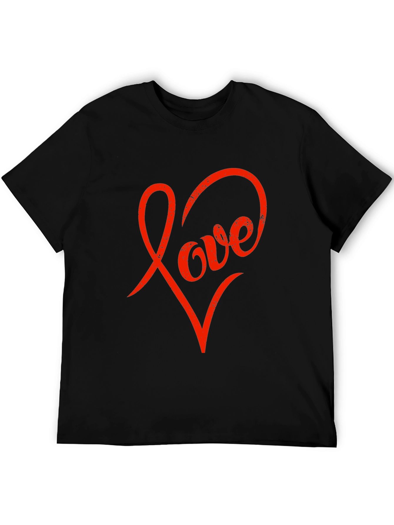 Black Love Heart Graphic Black T-Shirt view 5