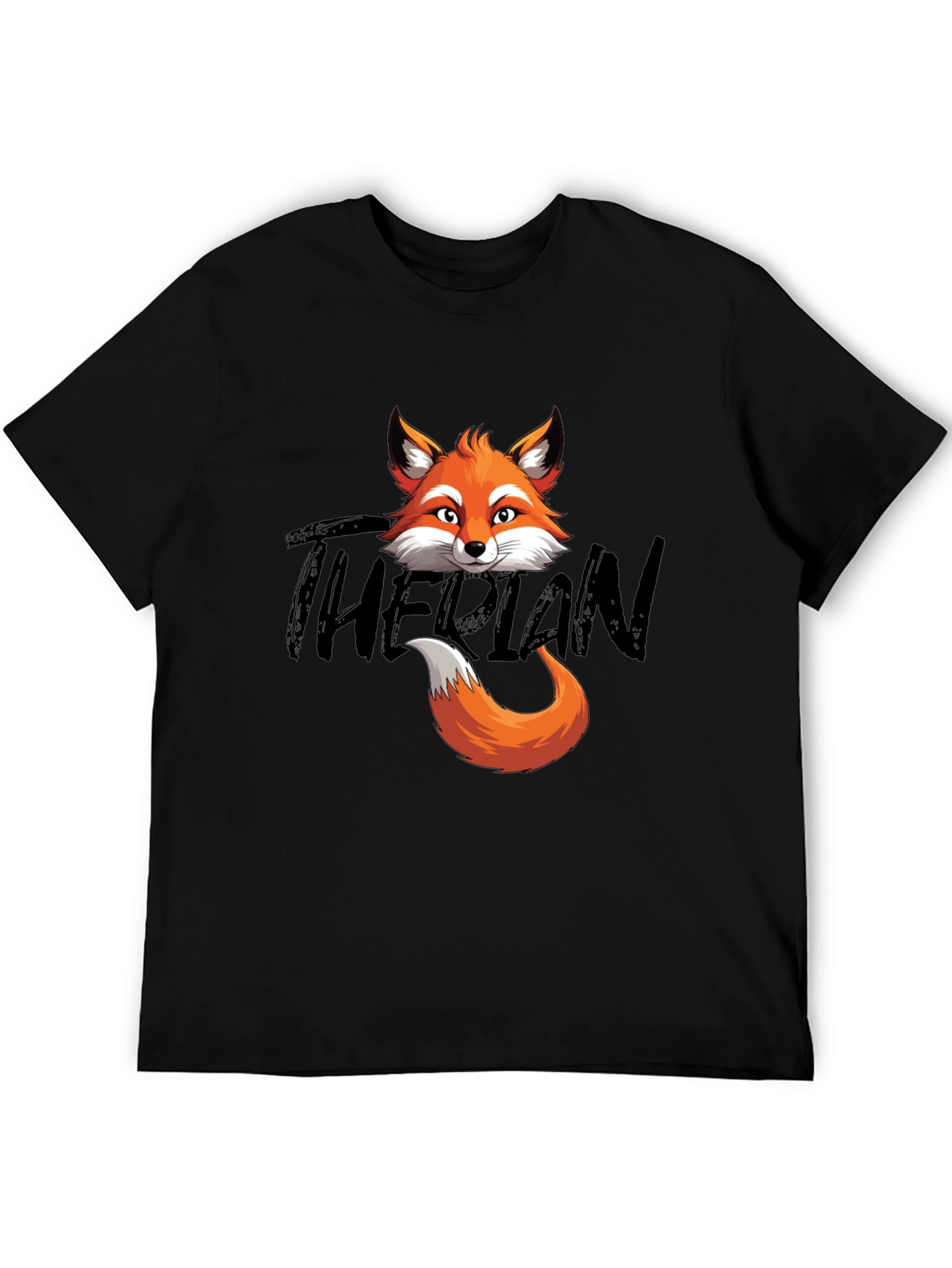 Black Fox Head & Tail Graphic T-Shirt - The Plan view 5