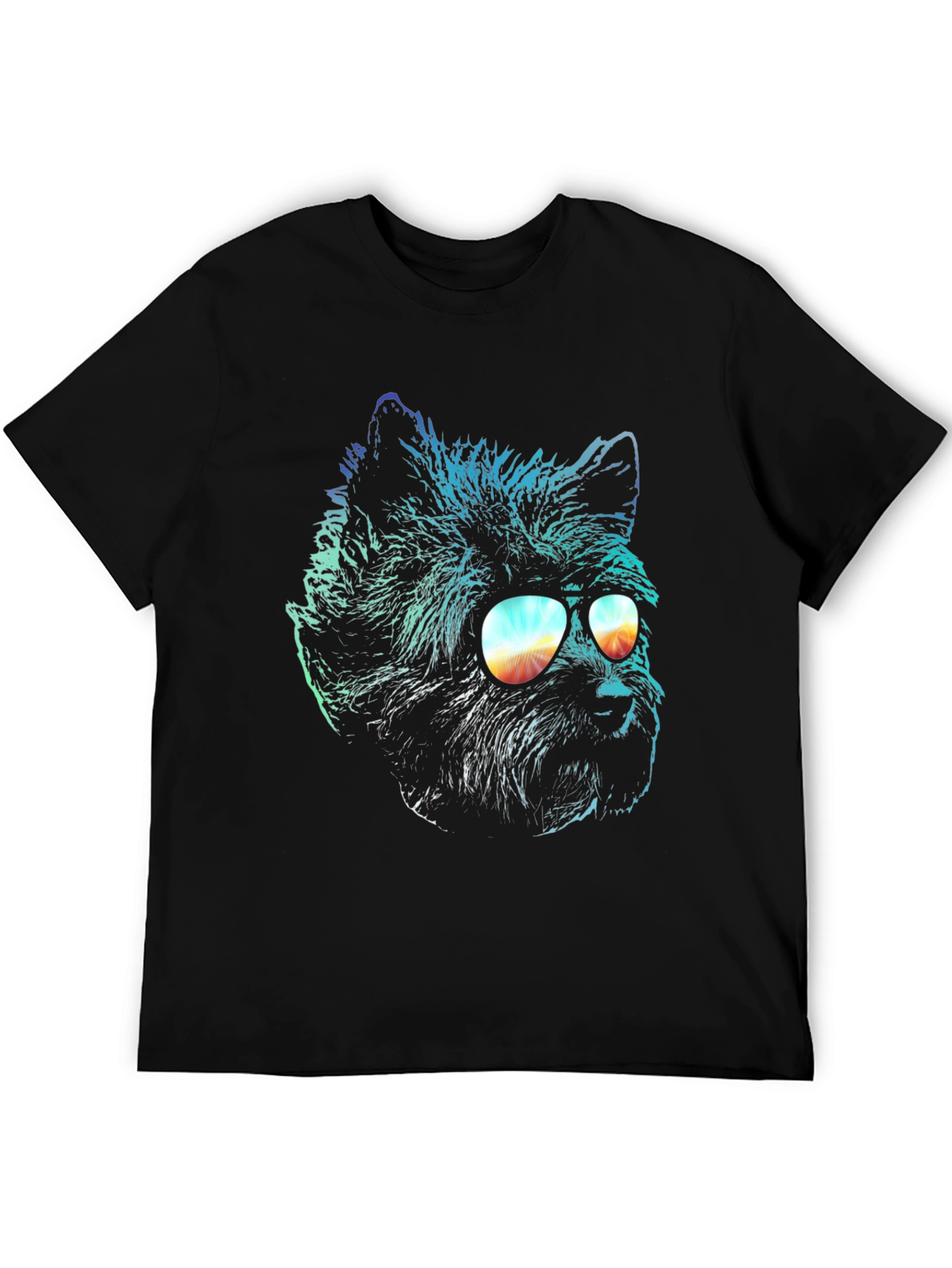 Black Cool Dog in Sunglasses Graphic T-Shirt view 5