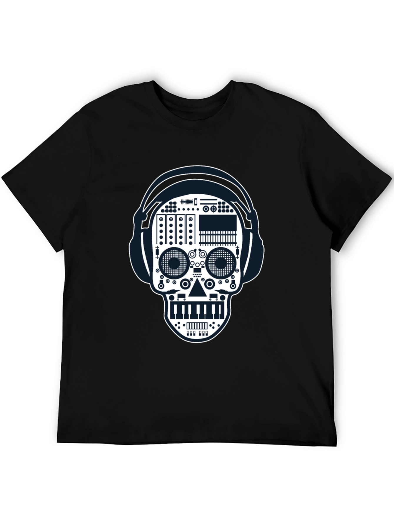 Black DJ Skull Graphic Tee - Music Lover Style view 5