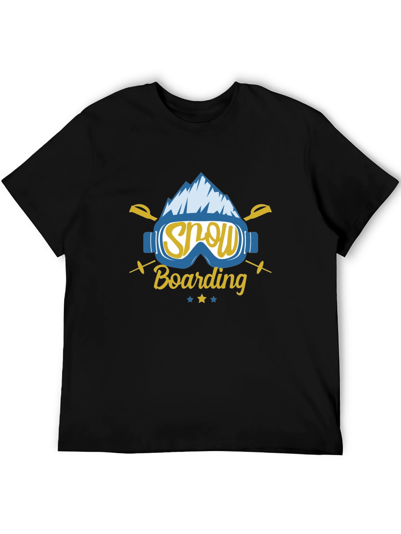 Black Snowboarding Graphic Tee - Black Cotton T-Shirt view 5