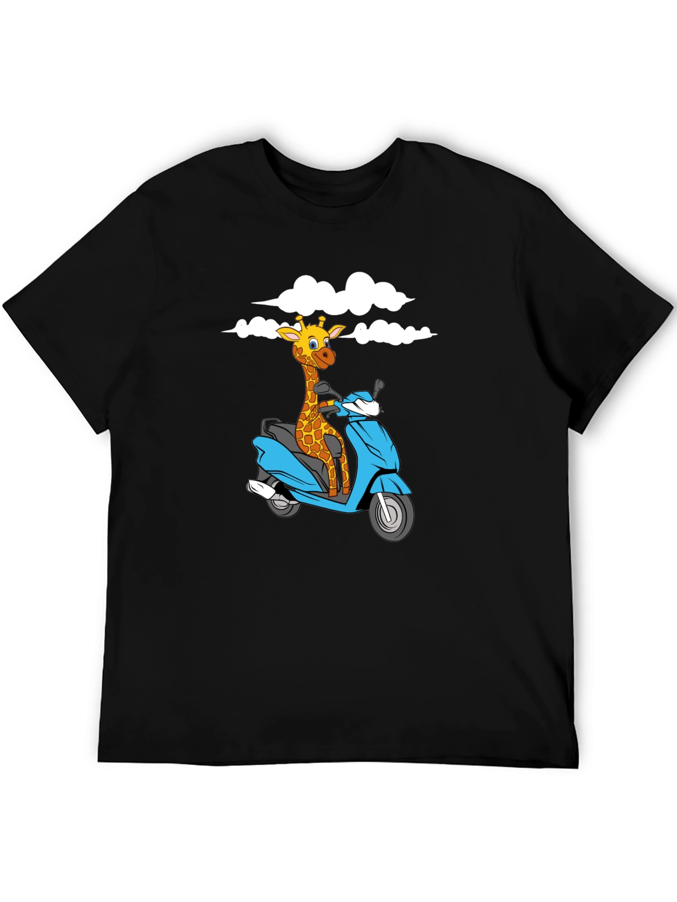Black Giraffe on Scooter Graphic T-Shirt - Black view 5