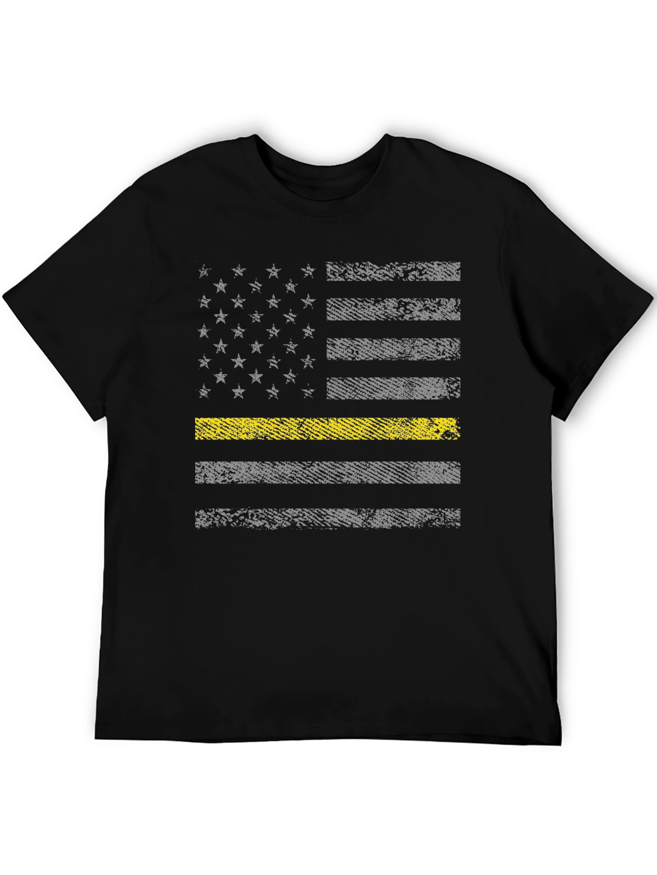 Black Thin Yellow Line Flag T-Shirt view 5