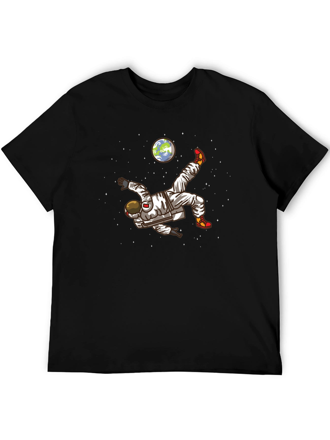 Black Astronaut Soccer Kick Graphic Tee view 5