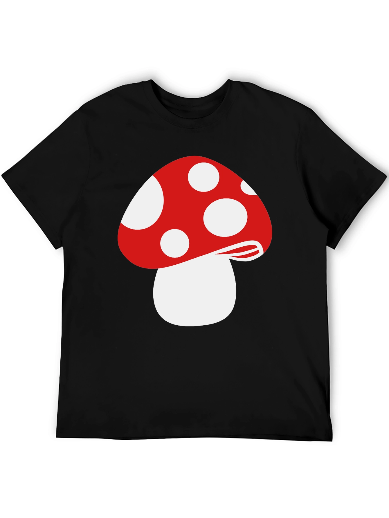 Black Red Mushroom Graphic Tee - Funky Black T-Shirt view 5