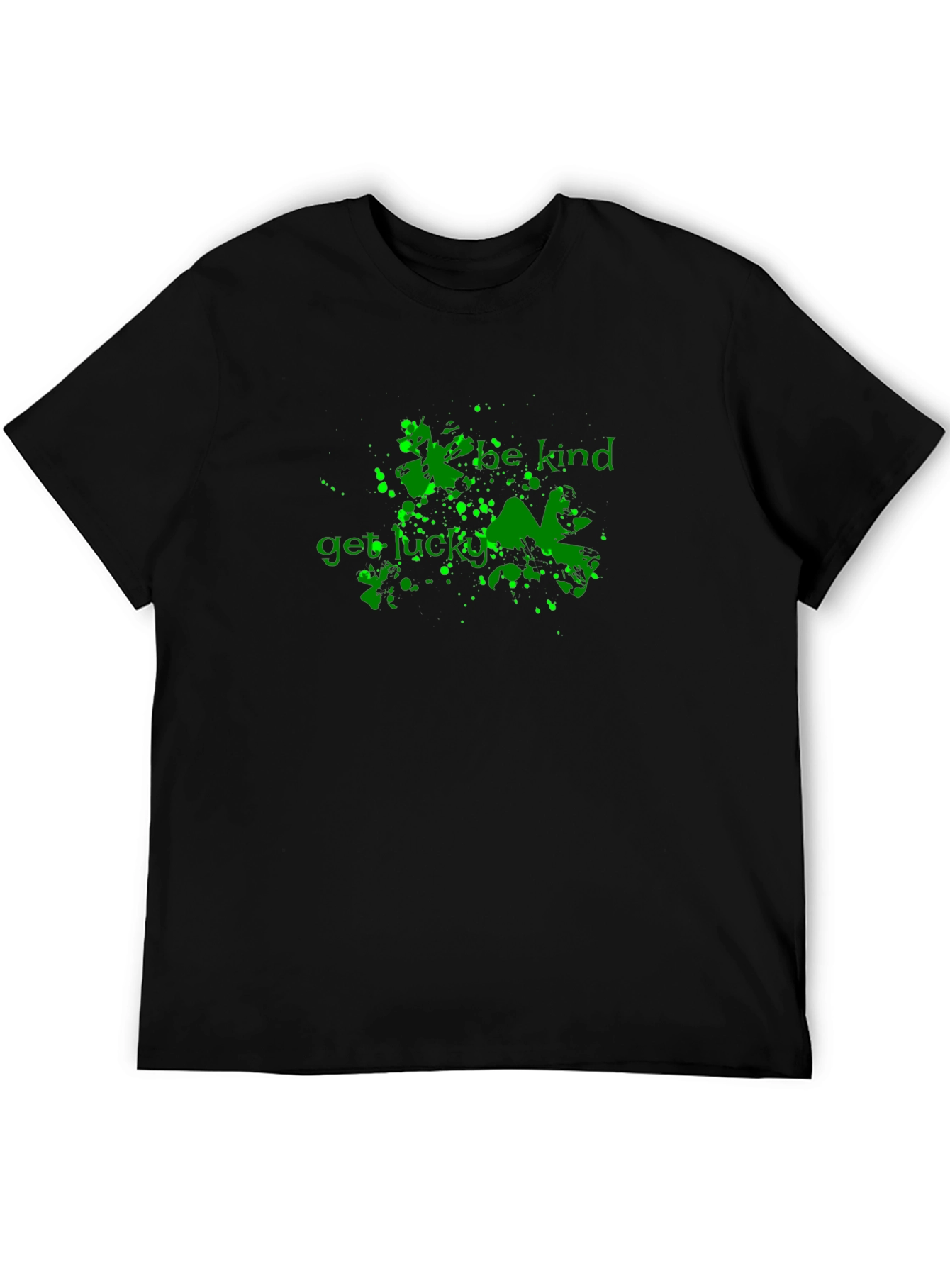 Black Be Kind Get Lucky Green Graphic Black T-Shirt view 5