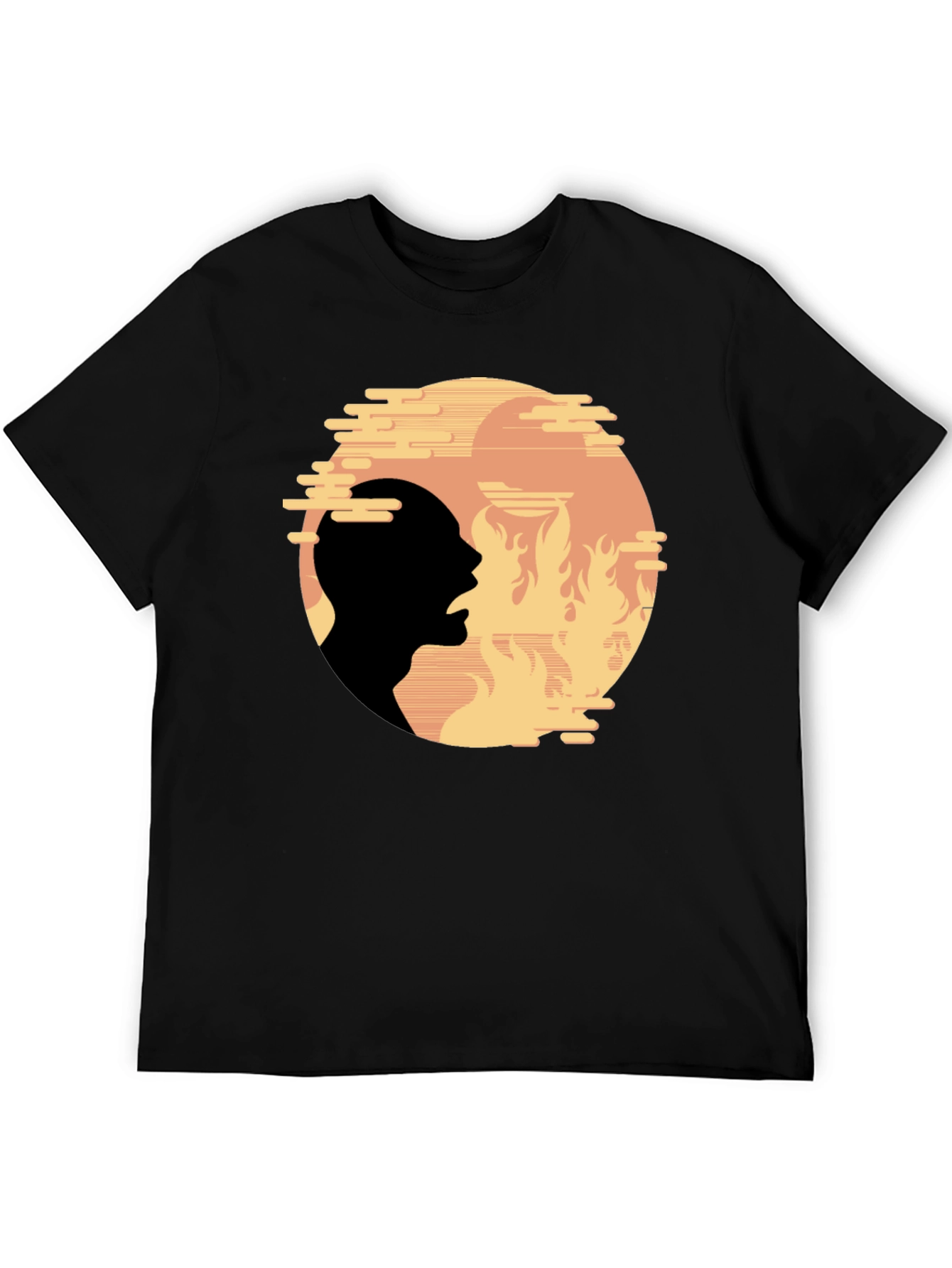 Black Fiery Silhouette Graphic Tee - Bold Statement Shirt view 5