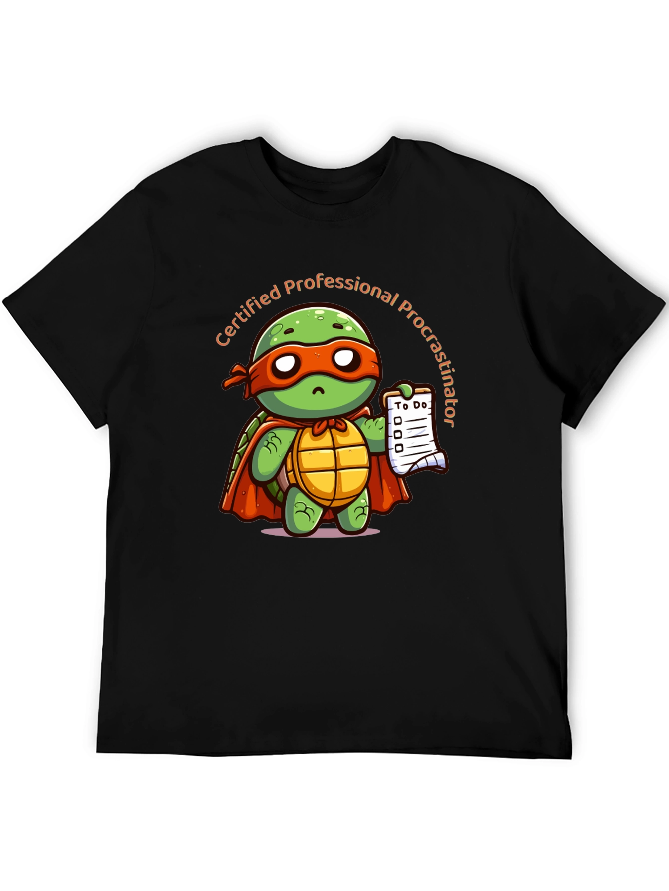 Black Procrastination Turtle T-Shirt view 5