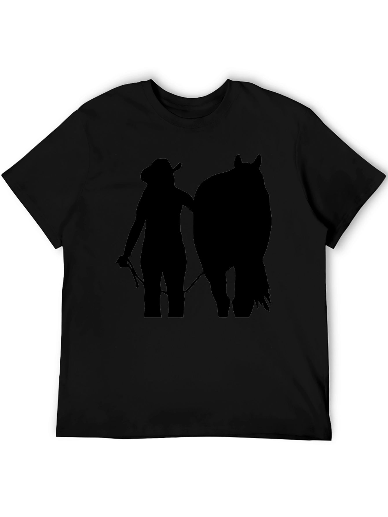 Black Cowgirl & Horse Silhouette Tee - Black Unisex T-Shirt view 5