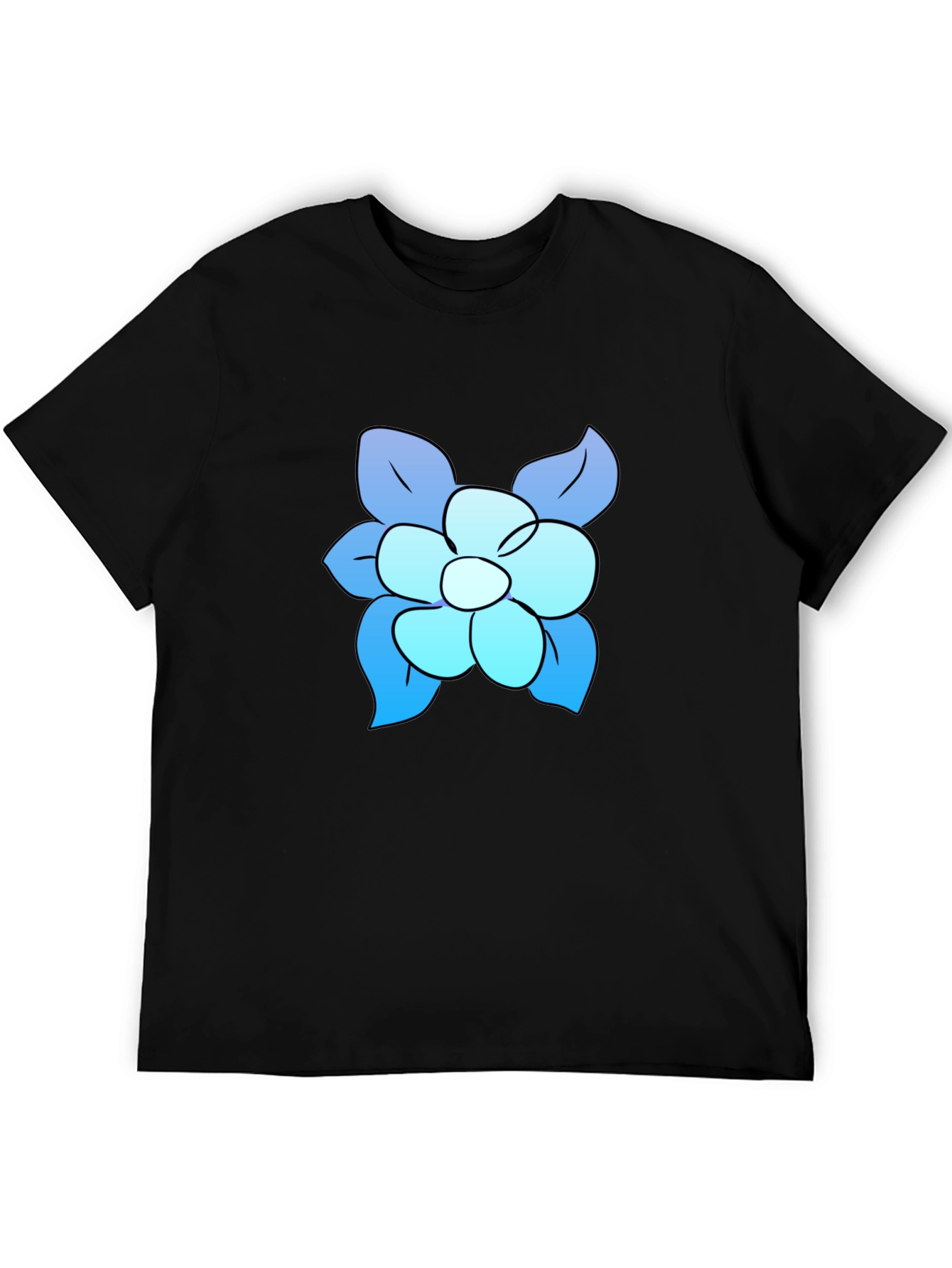 Black Blue Flower Graphic Tee - Casual Comfort view 5