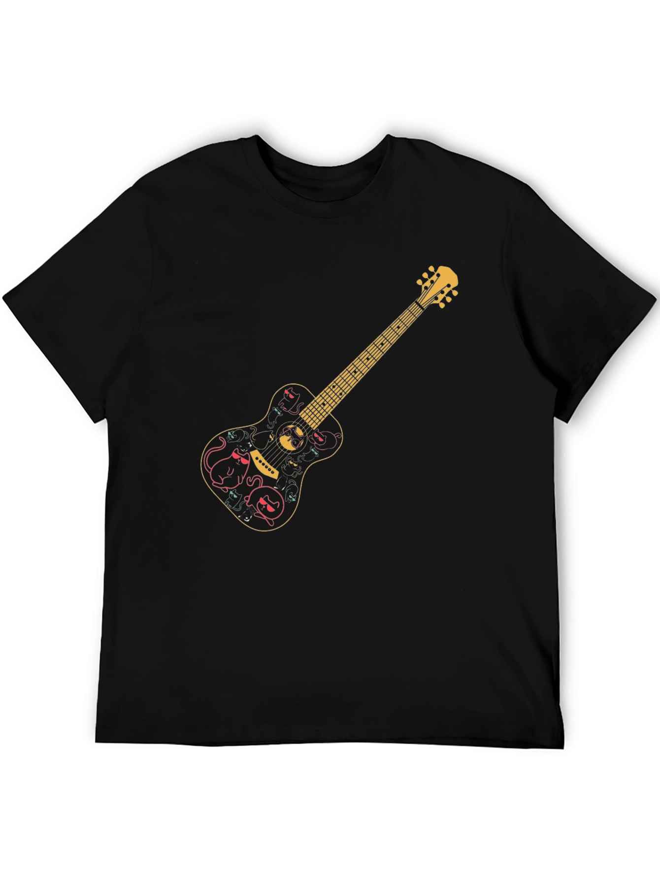 Black Guitar Cat Halloween T-Shirt view 5