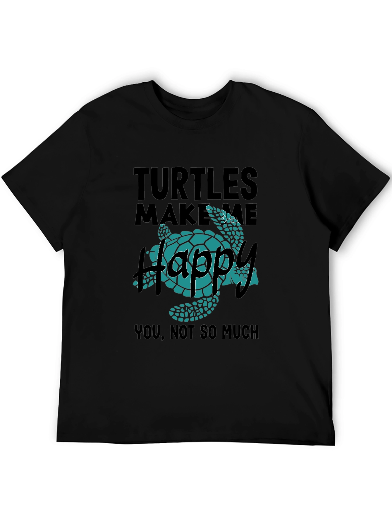 Black Turtles Make Me Happy Graphic T-Shirt view 5