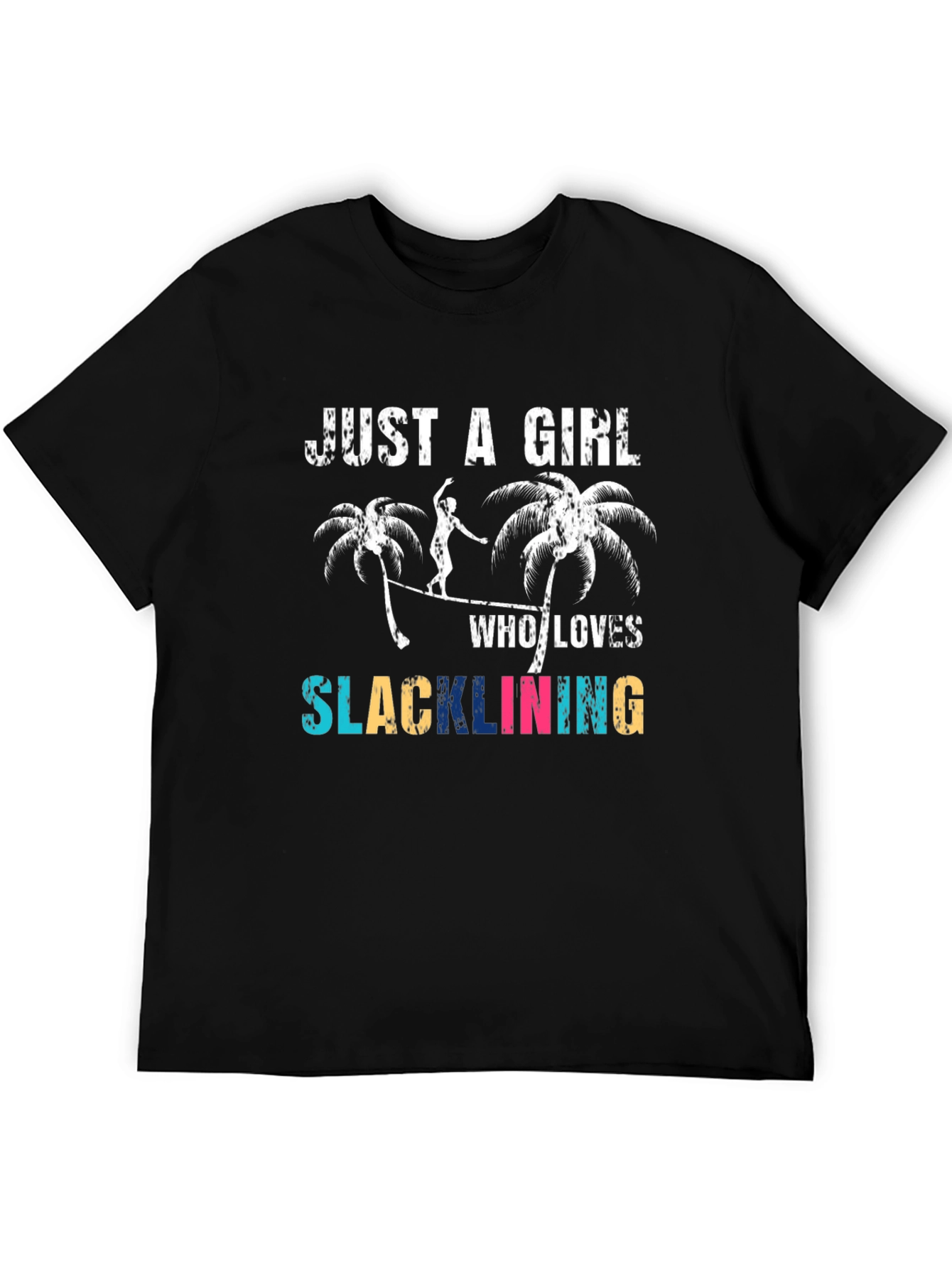 Black Just a Girl Who Loves Slacklining T-Shirt view 5