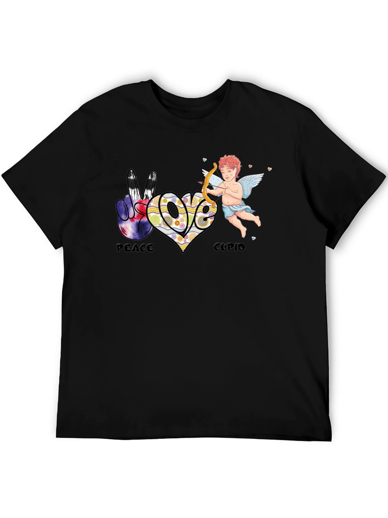 Black Peace Love Cupid T-Shirt view 5