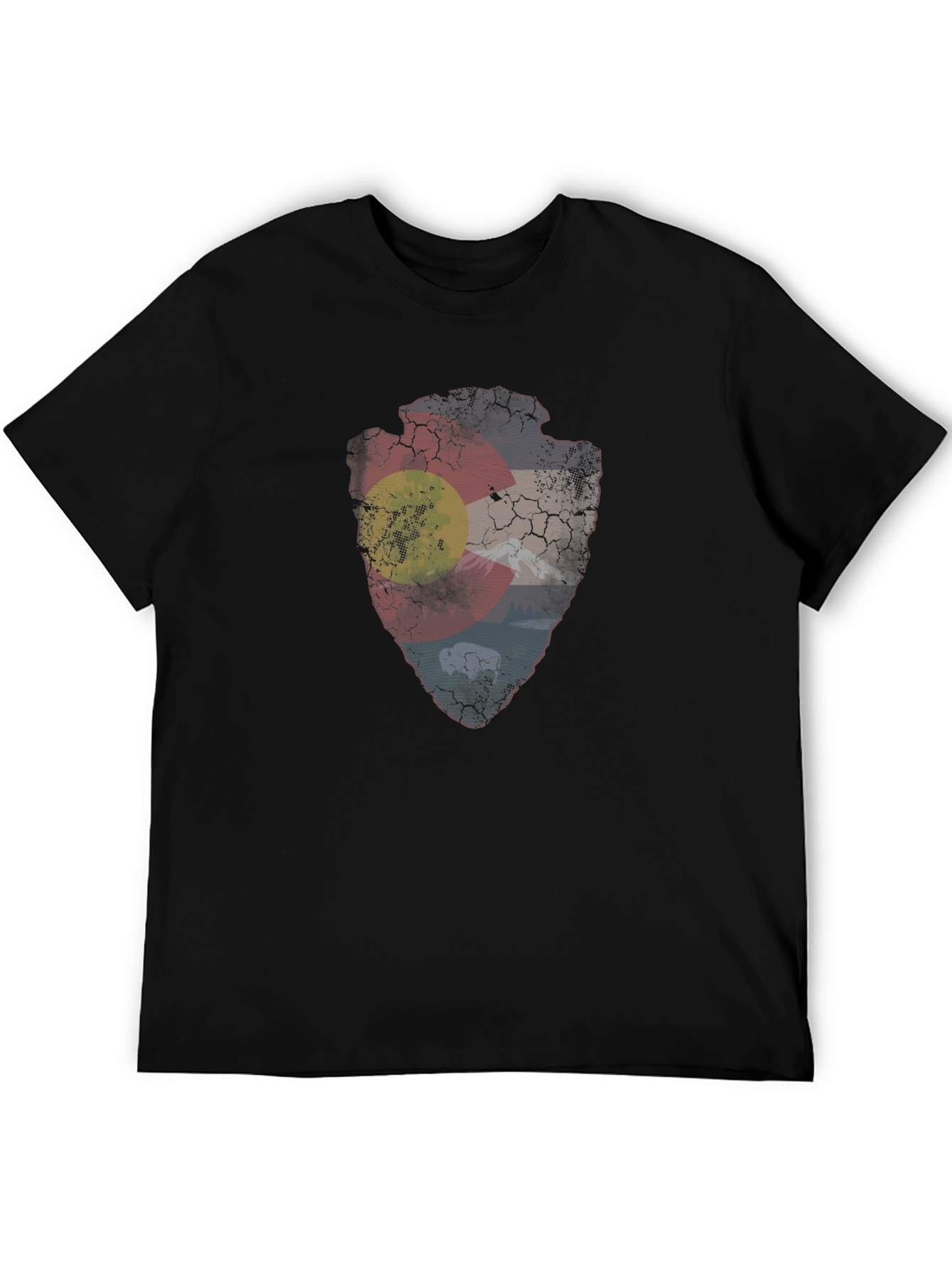 Black Colorado Flag Arrowhead T-Shirt view 5