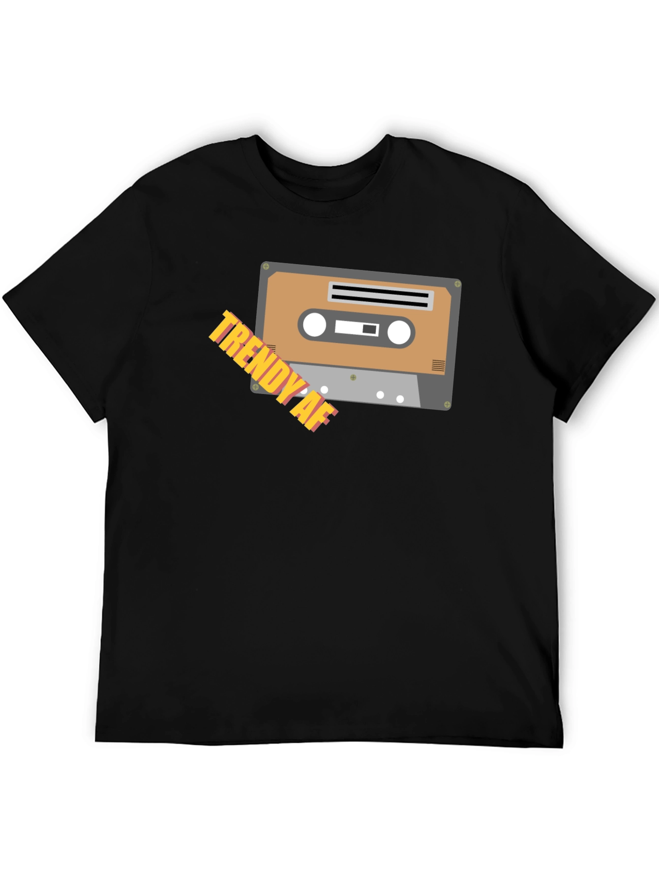 Black Trendy AF Cassette Tape Graphic Black T-Shirt view 5