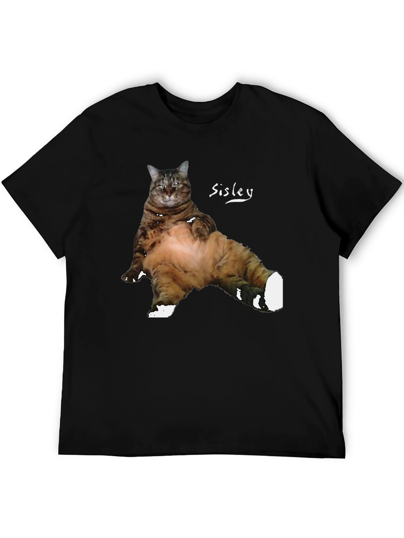 Black Funny Cat T-Shirt - Sisley Cat Design view 5