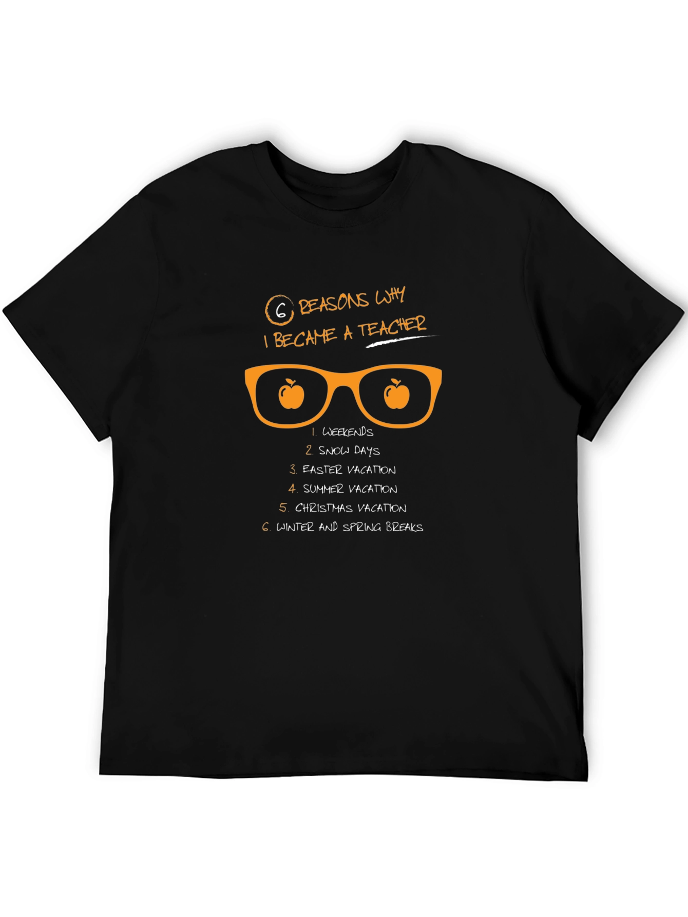 Black 6 Reasons Teacher T-Shirt - Black, Funny Teacher Tee view 5