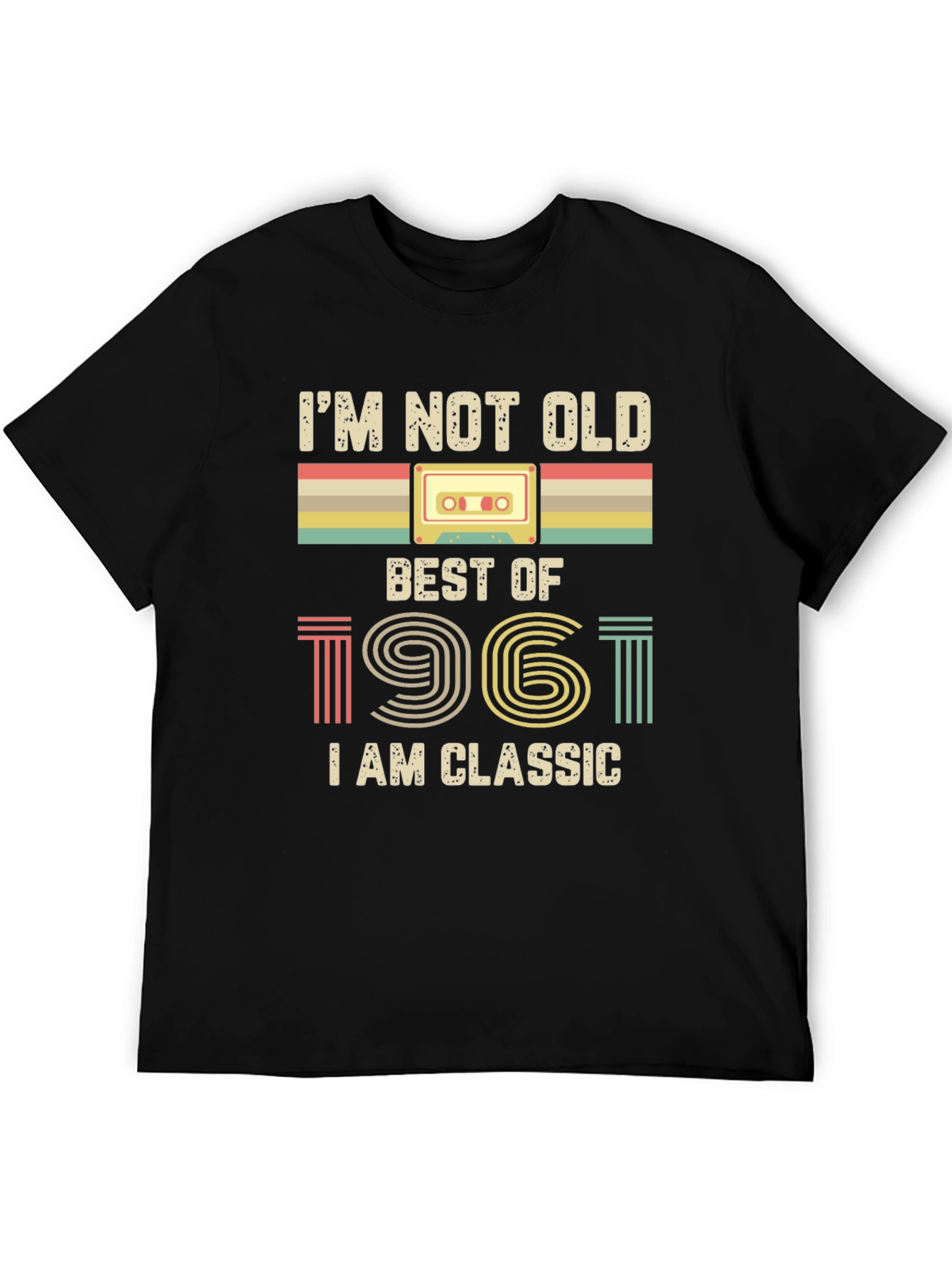 Black Retro 1961 Classic Cassette Tape Graphic Tee view 5