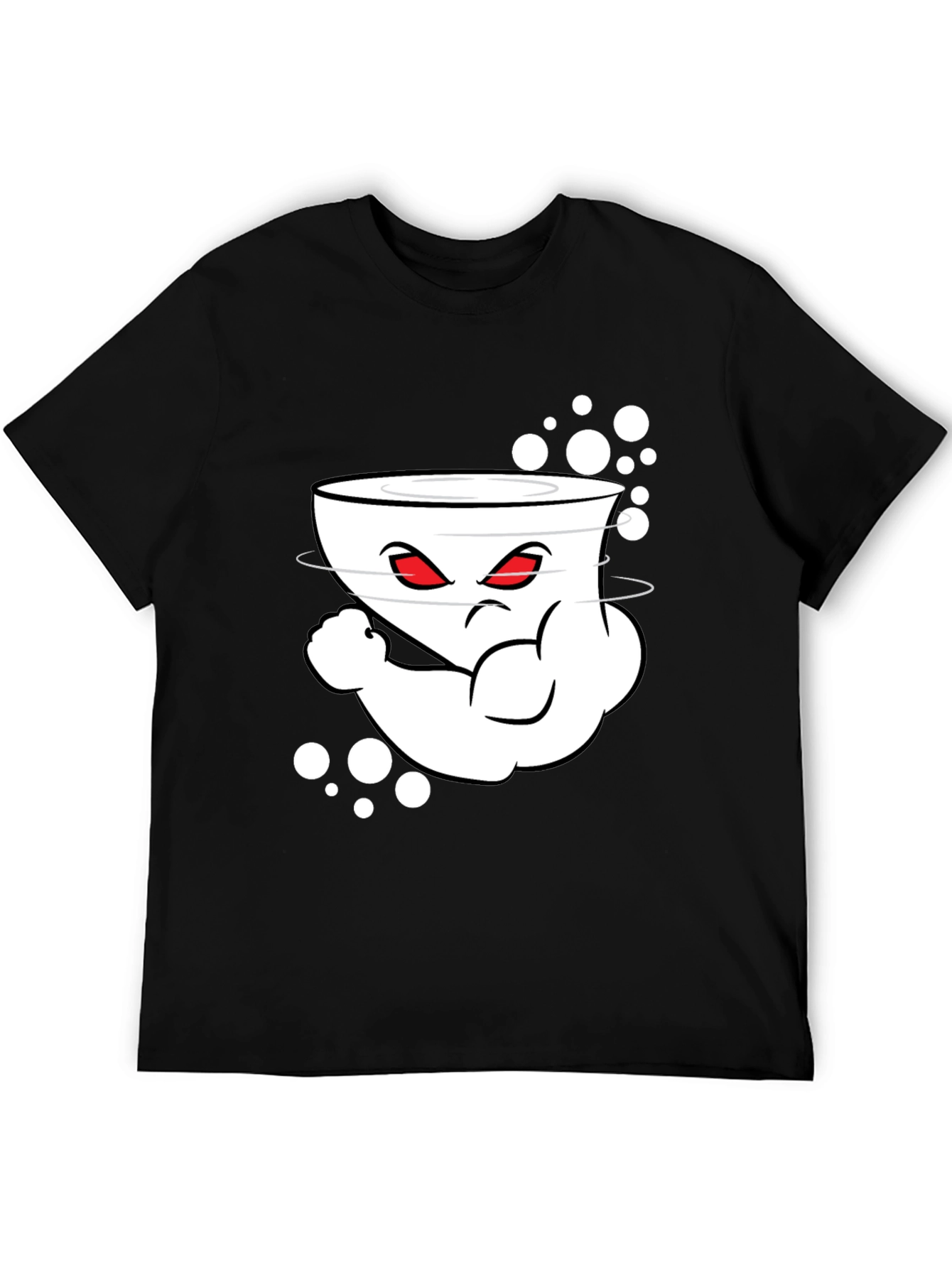 Black Men's Black Cartoon Graphic Crew Neck T-Shirt view 5