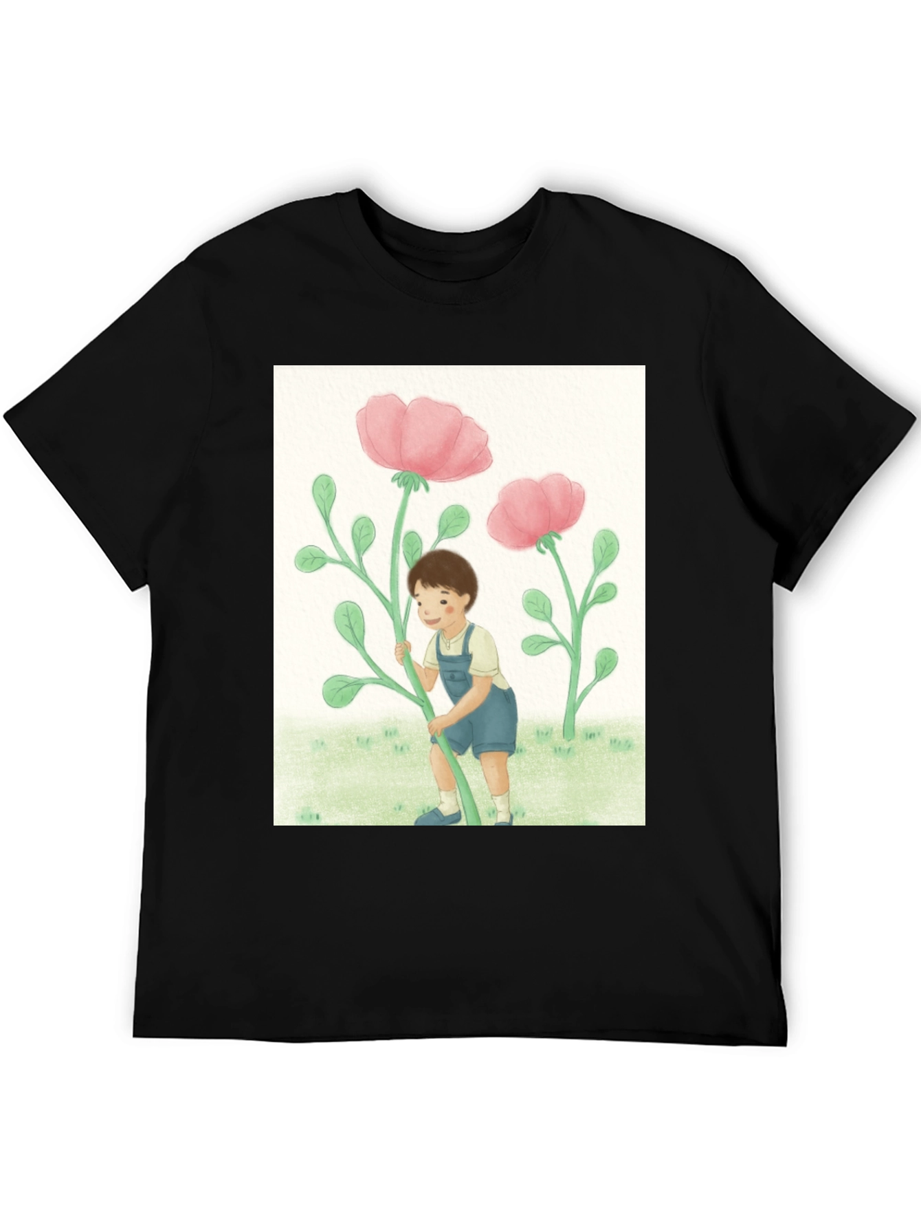 Black Boy with Flowers Black T-Shirt view 5