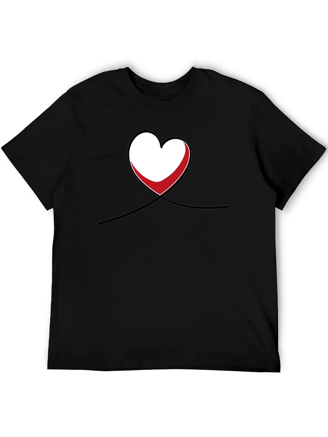 Black Heart & Line Graphic Black T-Shirt view 5