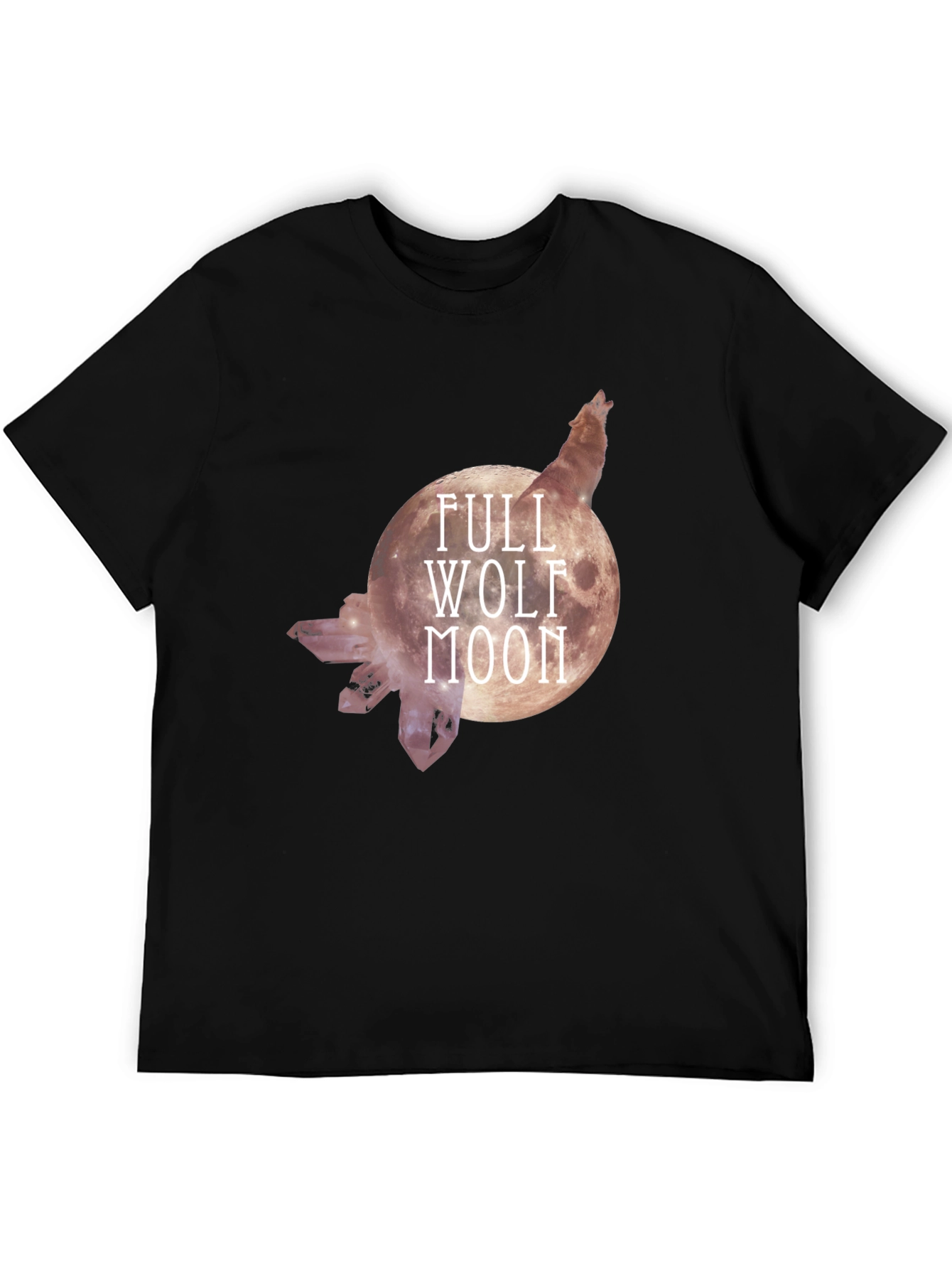 Black Full Wolf Moon Graphic Tee - Black Cotton Blend view 5
