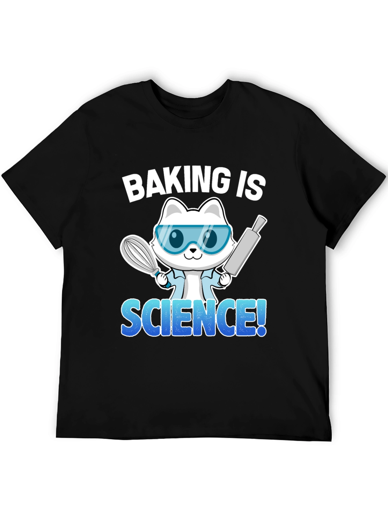 Black Baking is Science T-Shirt, Chef Cat Tee view 5