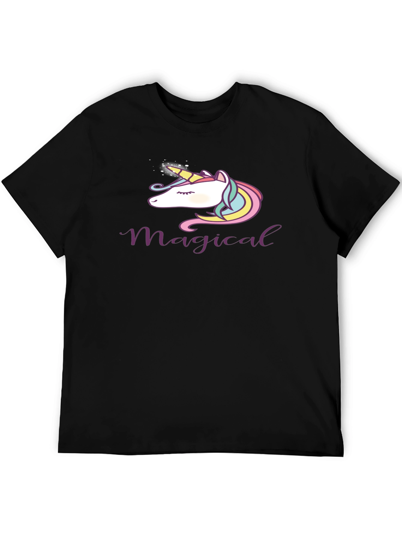 Black Magical Unicorn T-Shirt - Soft Cotton Blend, Black view 5