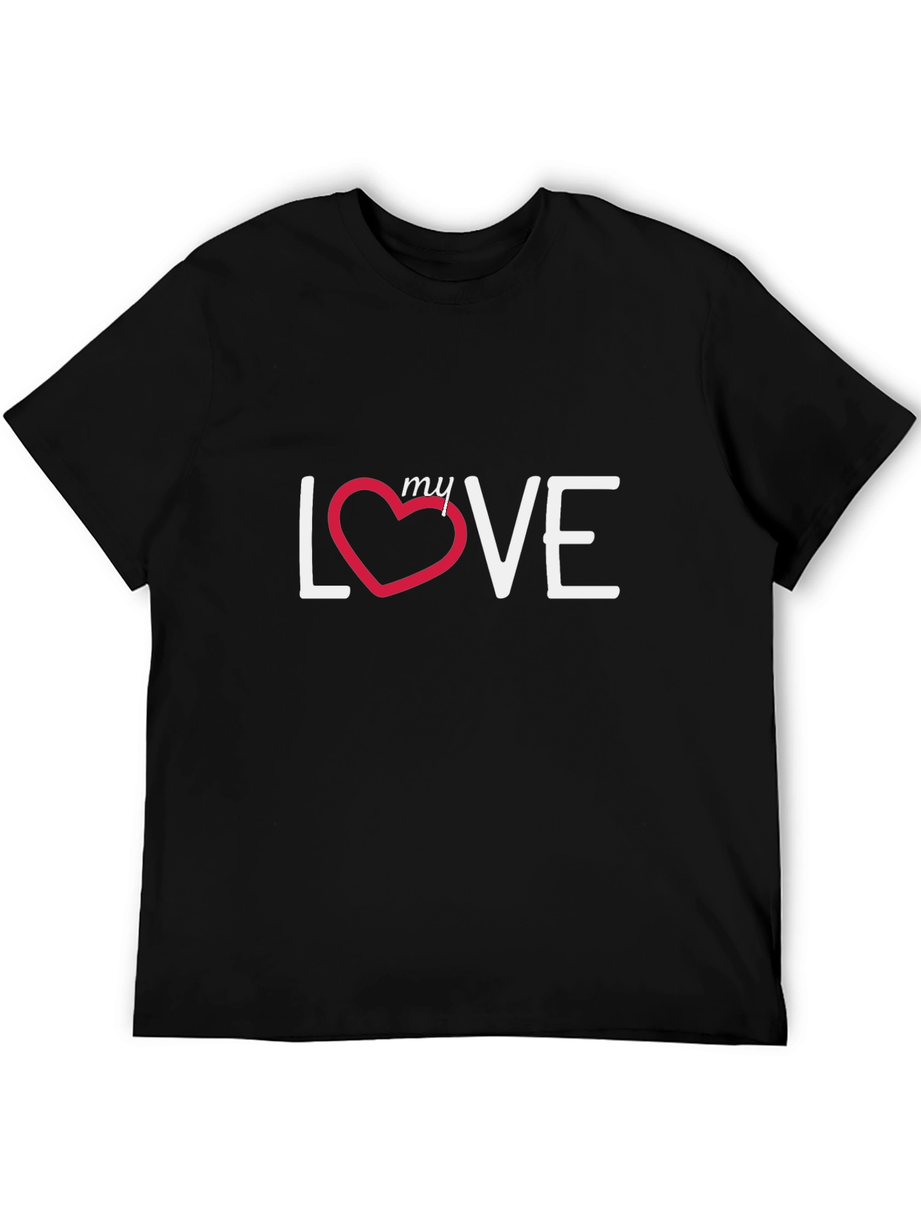 Black My Love T-Shirt - Black Cotton Casual Tee view 5