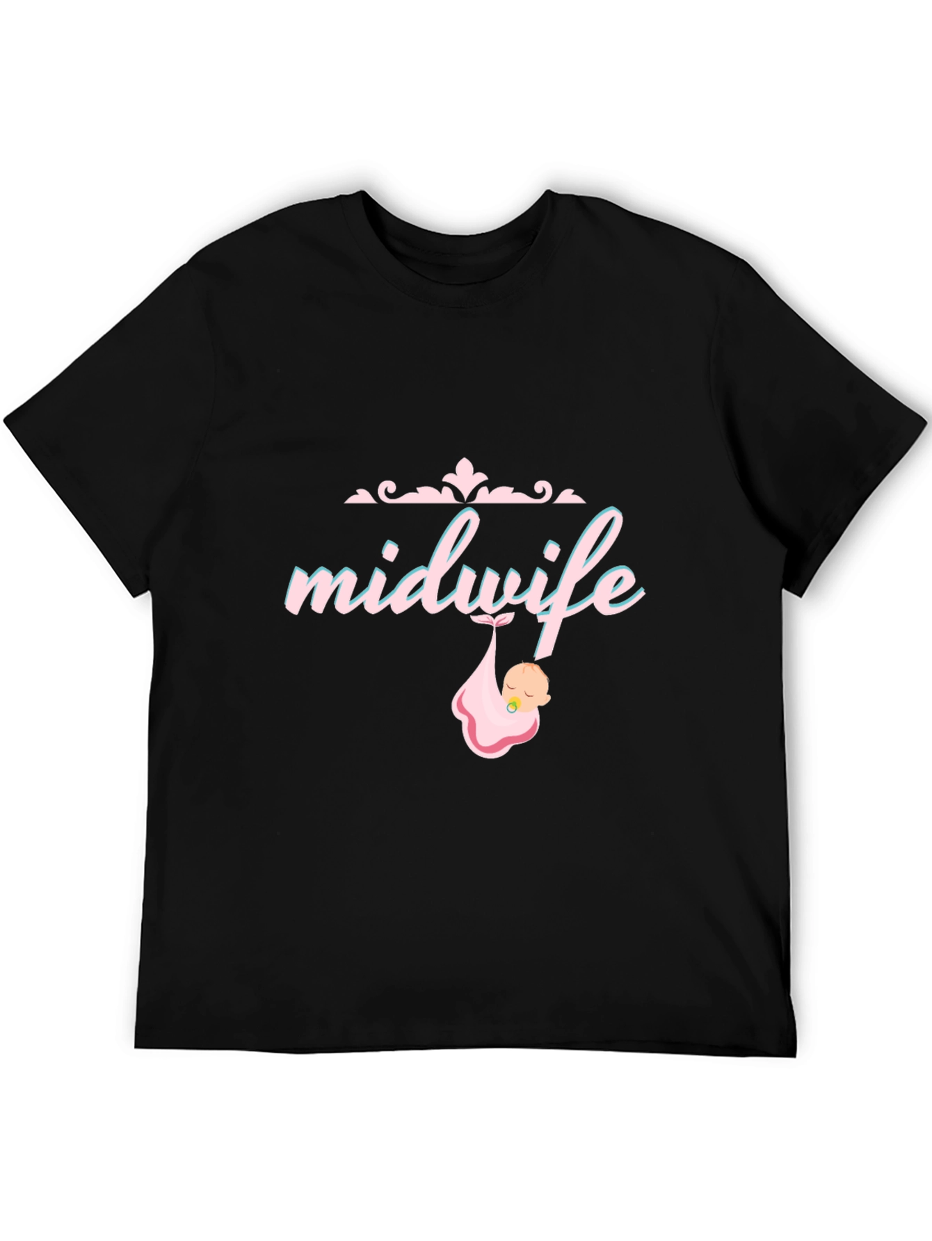 Black Midwife T-Shirt - Cute Baby Graphic Tee view 5