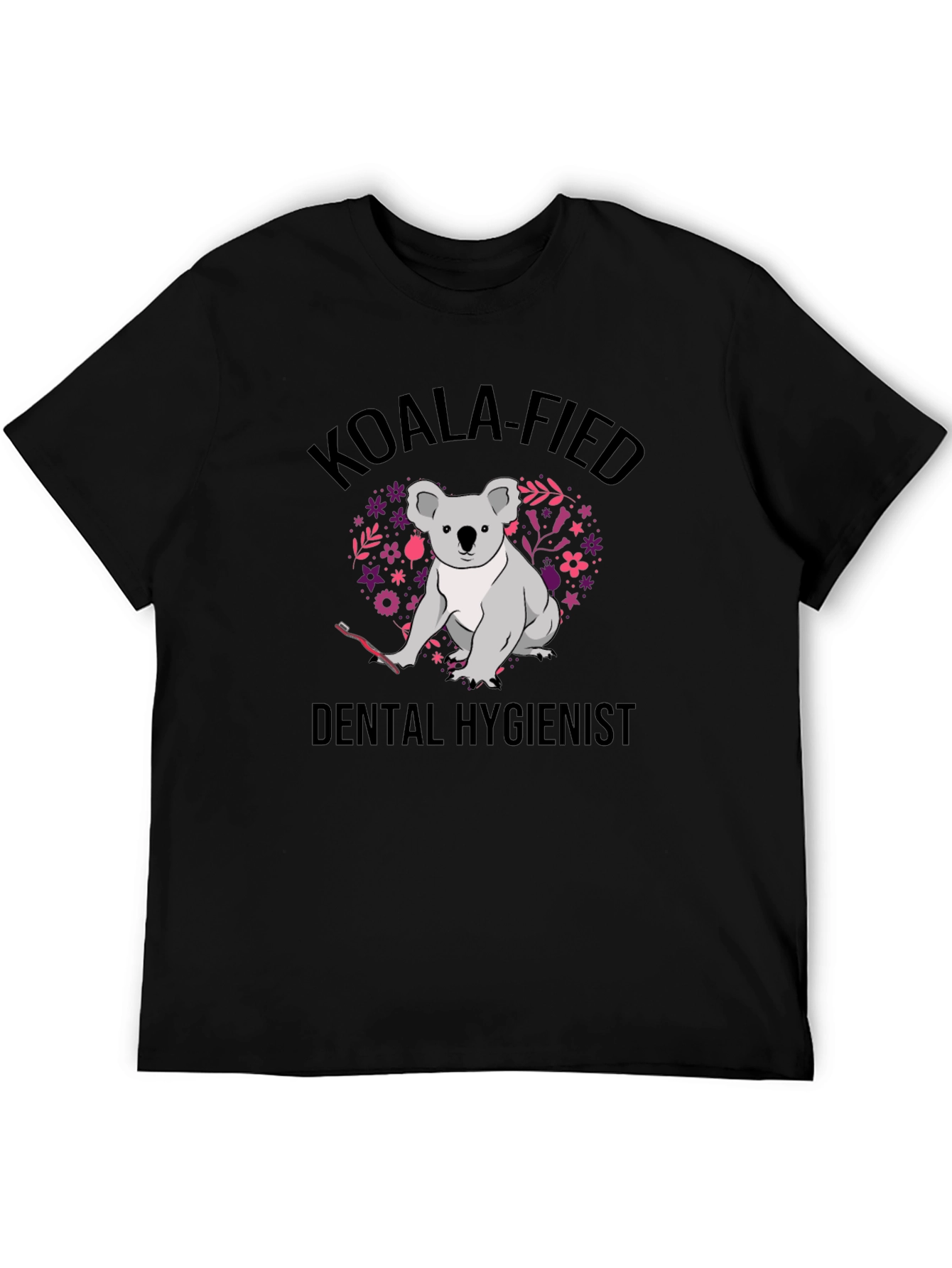 Black Koala-Fied Dental Hygienist Black T-Shirt view 5