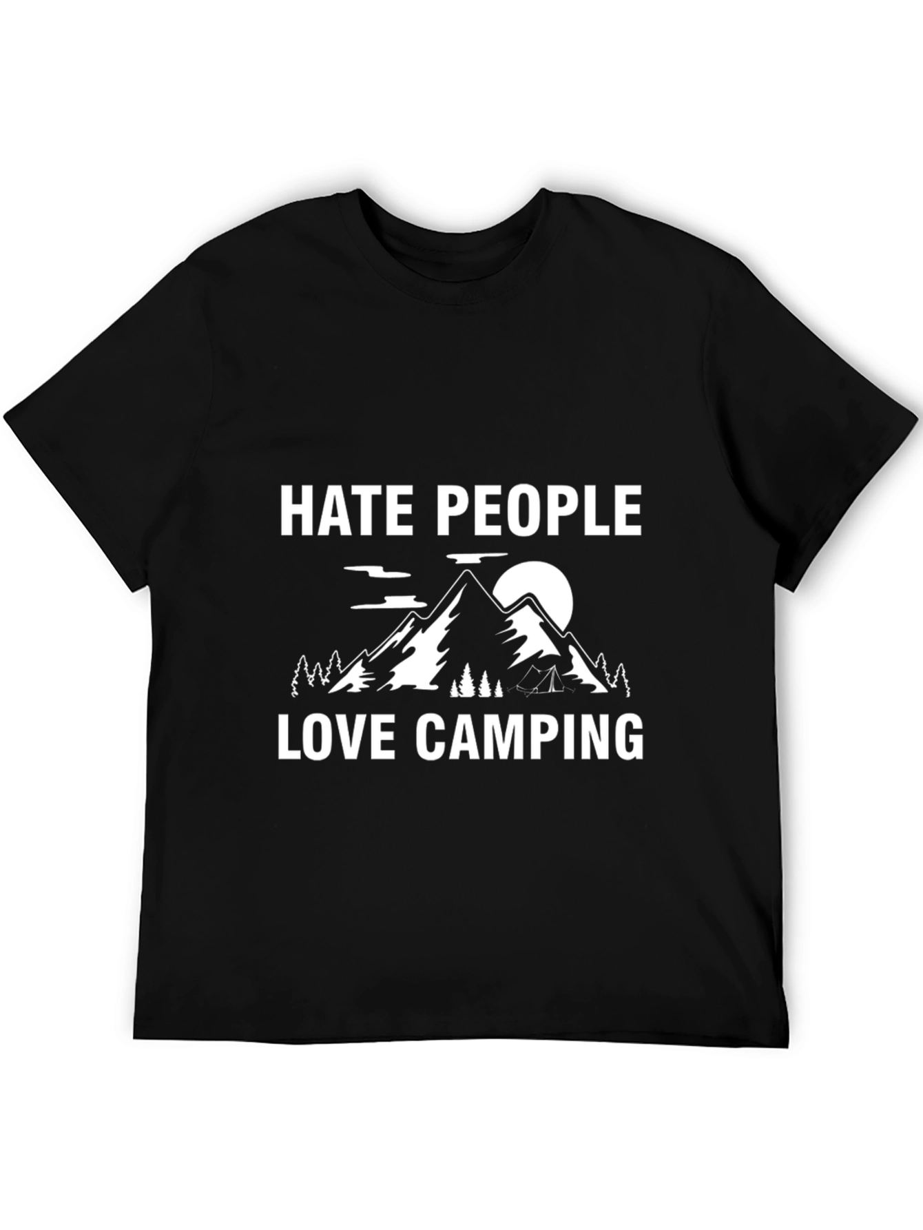 Black Hate People Love Camping Graphic T-Shirt view 5