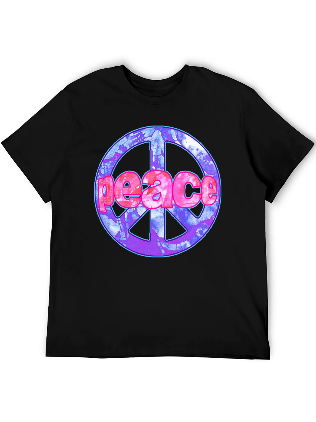 Black Peace Sign Graphic T-Shirt - Black Cotton Blend view 5
