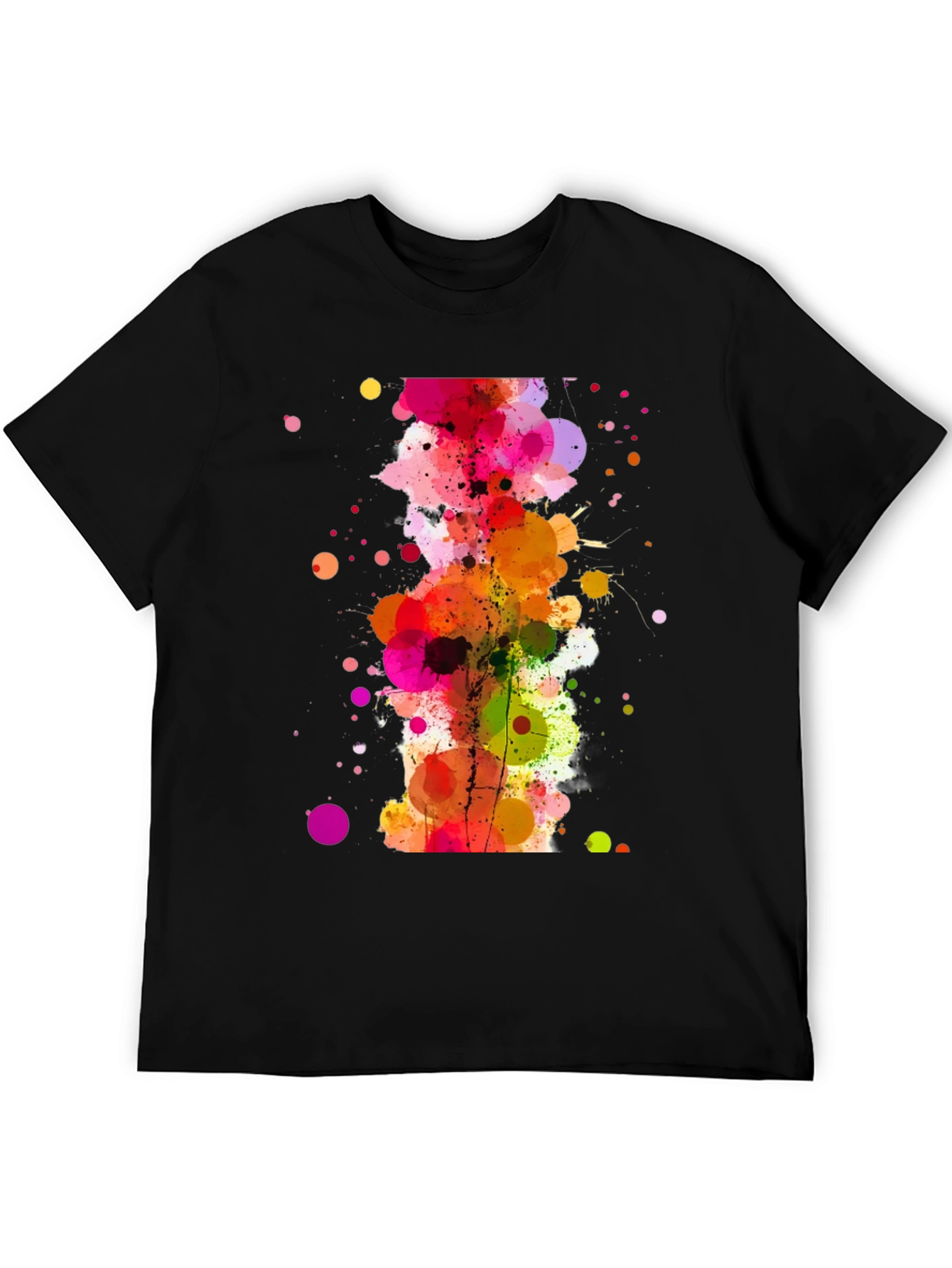 Black Abstract Watercolor Splatter Print Black T-Shirt view 5
