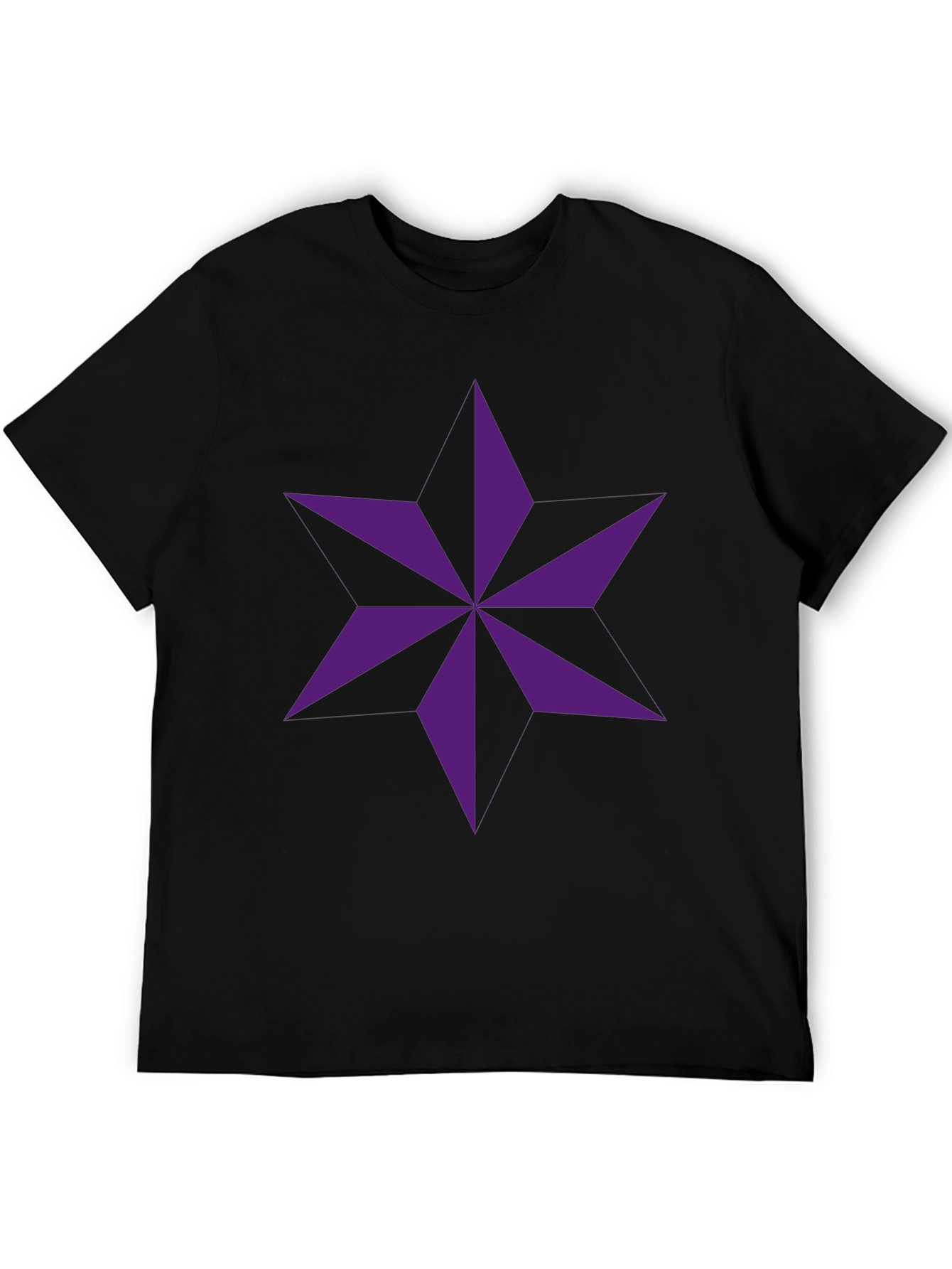 Black Geometric Star Graphic Black T-Shirt view 5