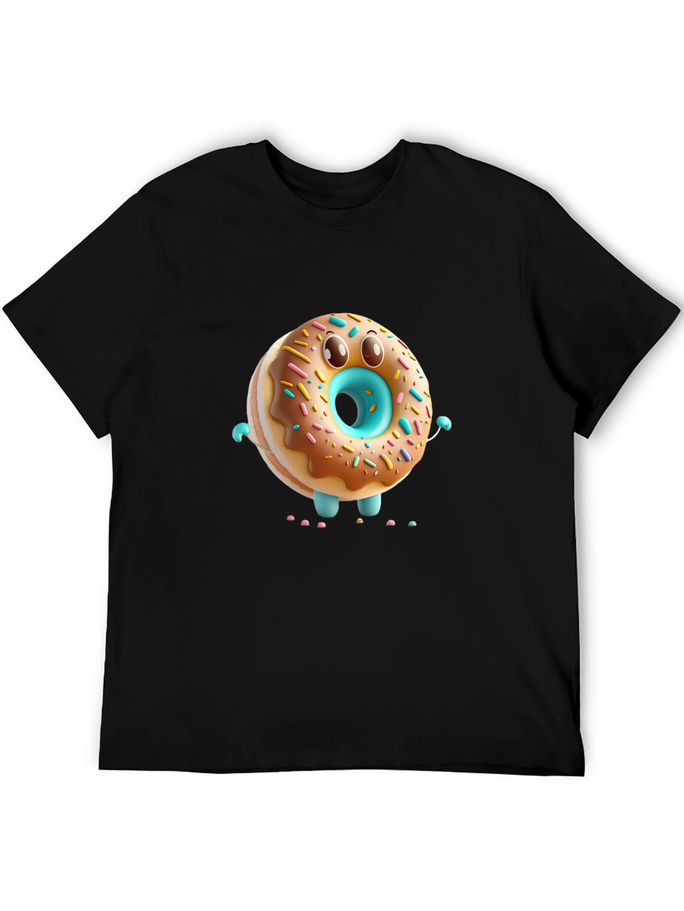 Black Donut Character Black T-Shirt view 5