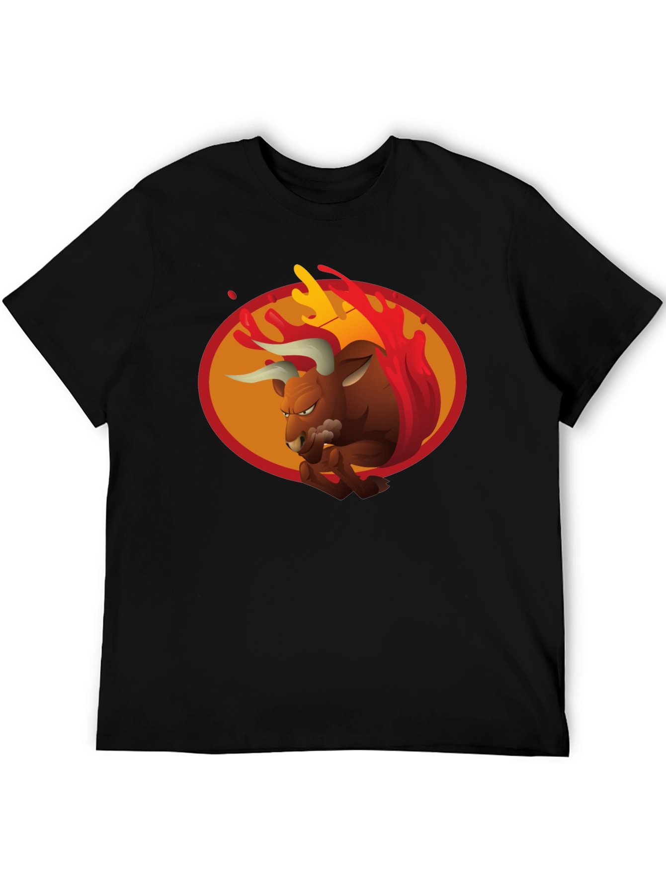 Black Fiery Bull Graphic Tee - Bold Black T-Shirt view 5