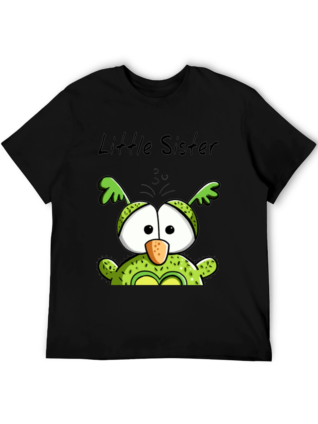 Black Little Sister Owl T-Shirt - Cute Family Tee view 5